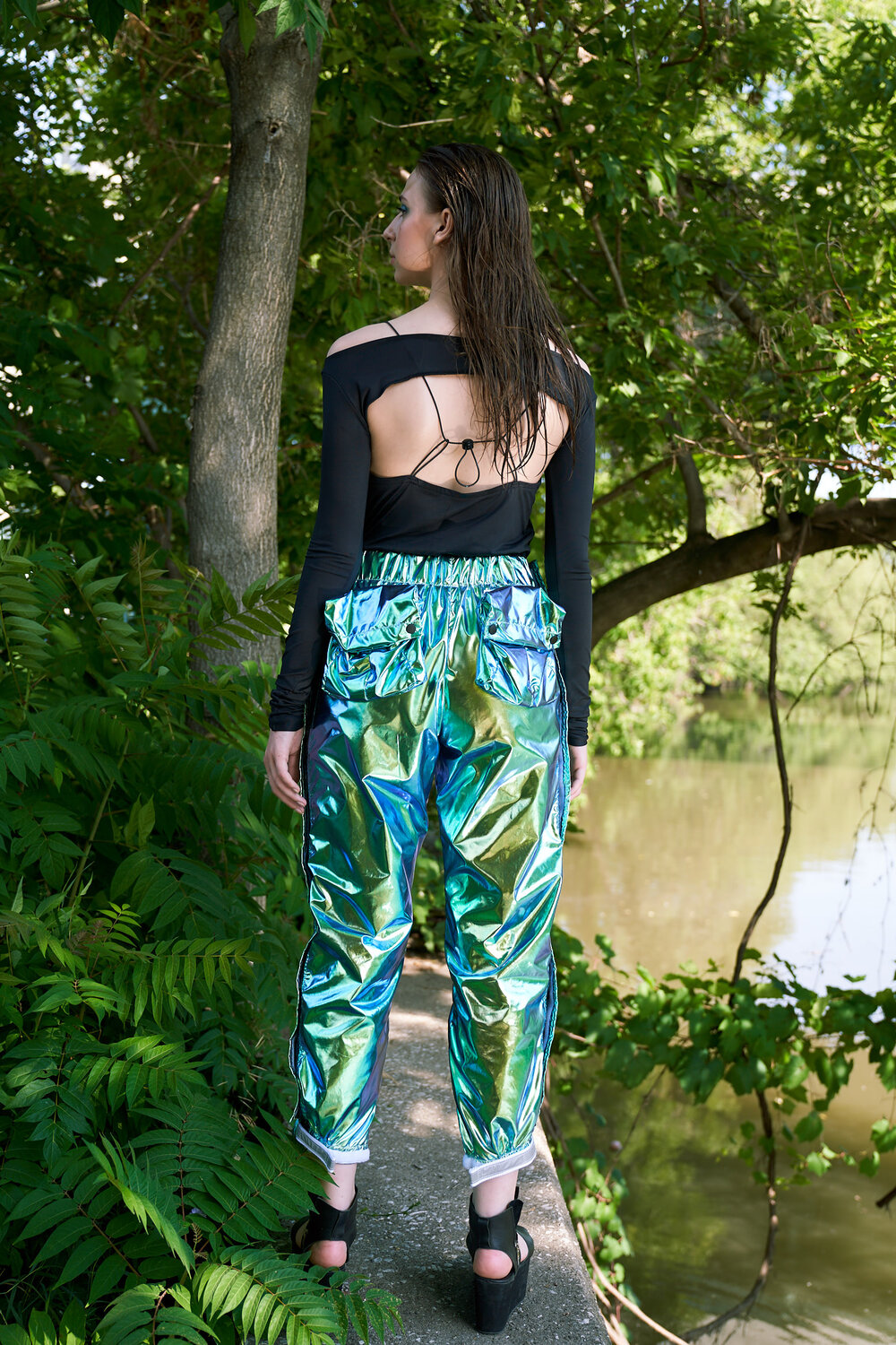 Iridescent Tearaway Mid-Rise Track Pant