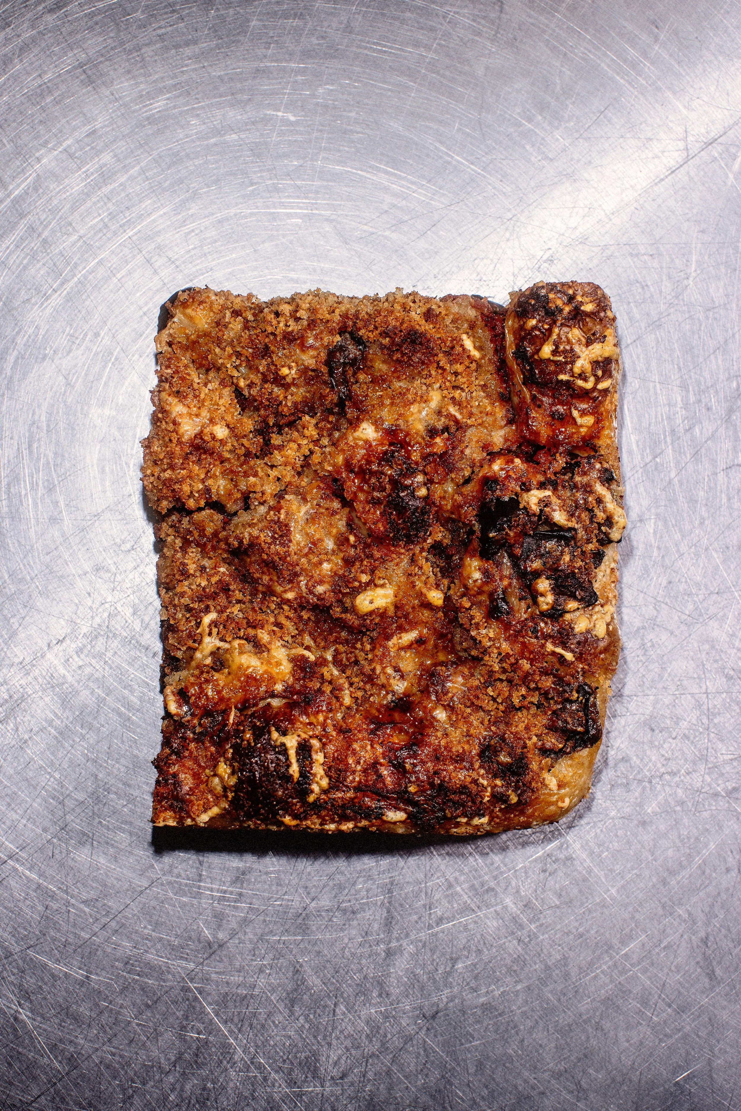Sourdough Focaccia topped with Aubergine Parmeggiana and Cais Na Tire