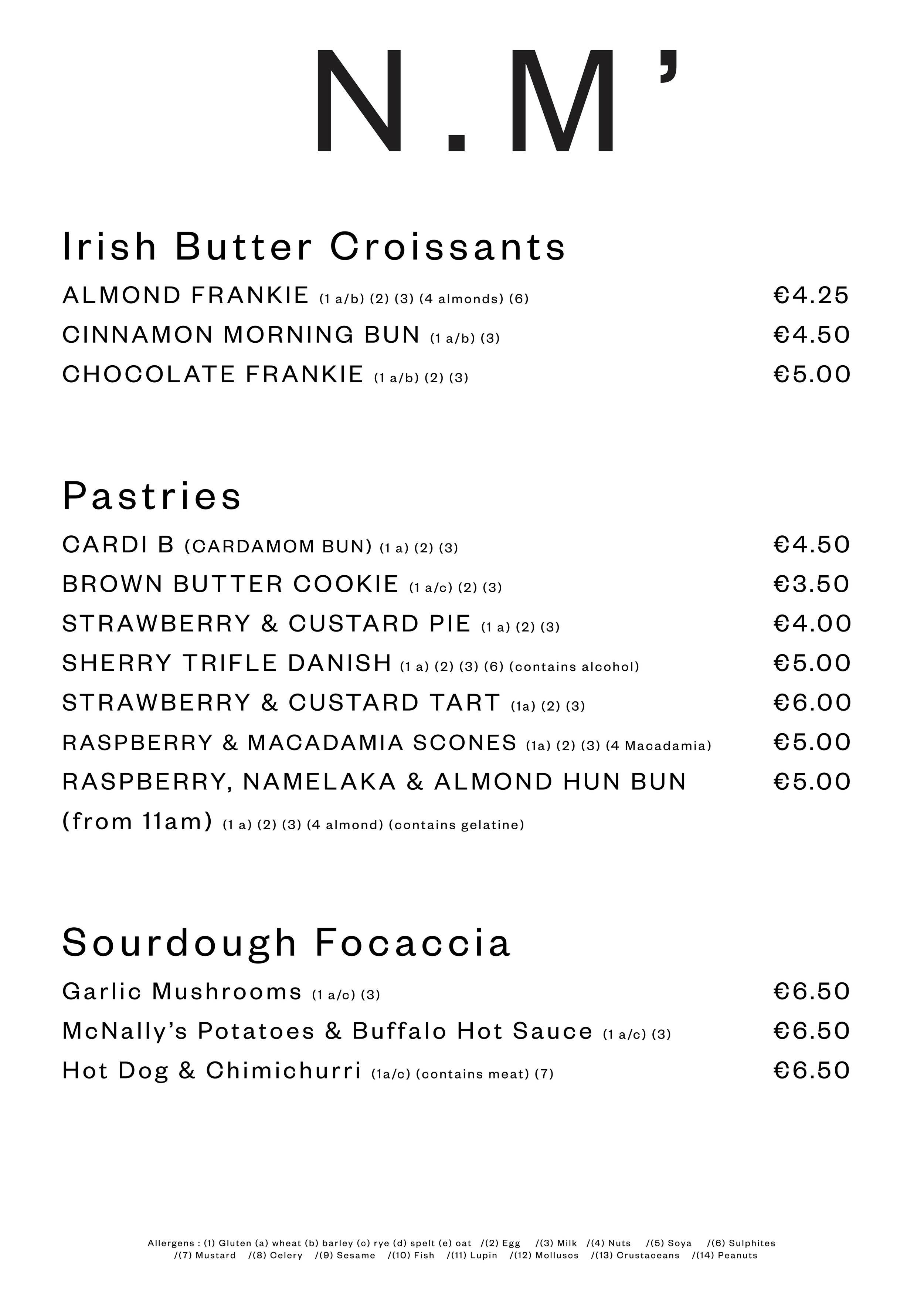 WEEKEND MENU