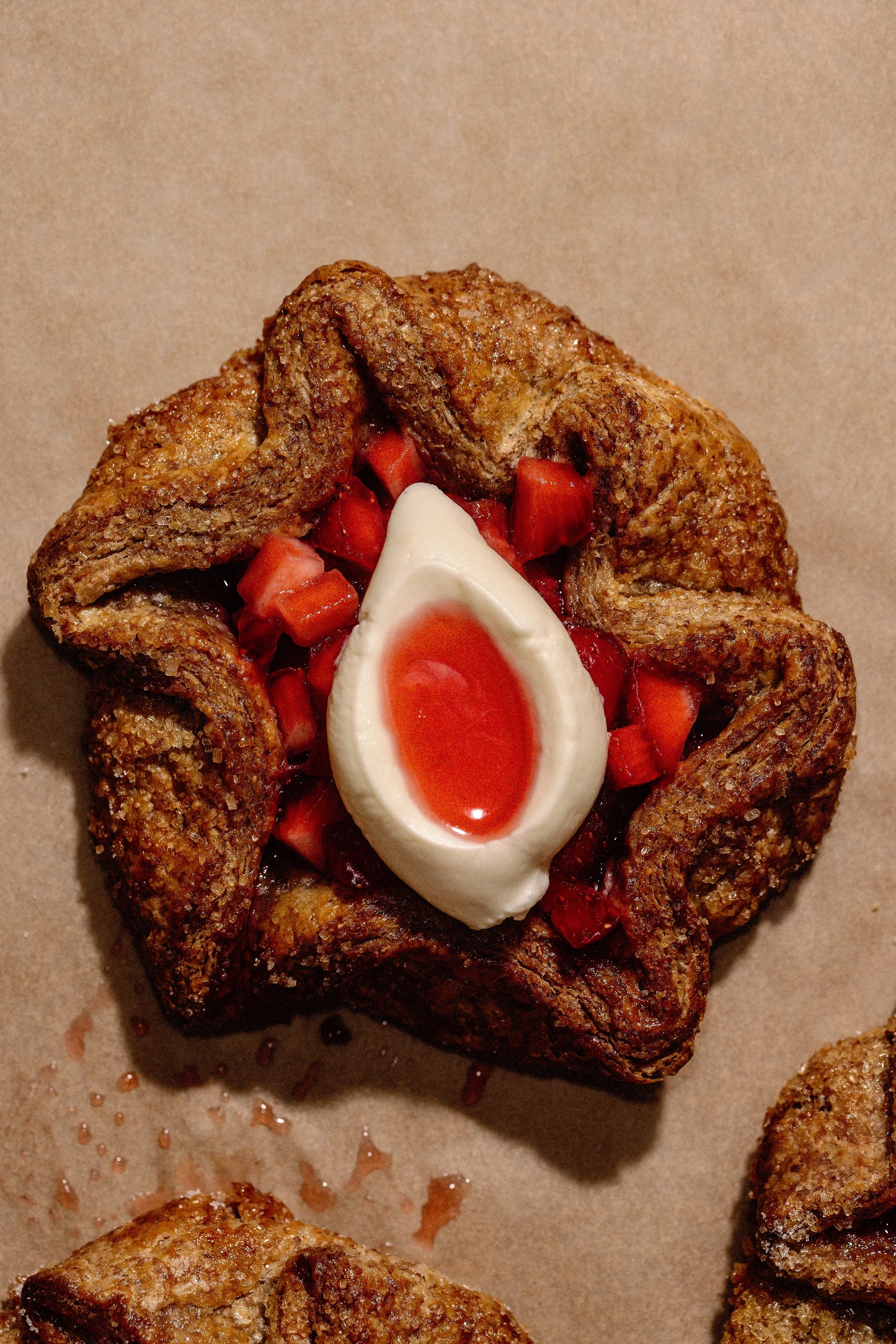 Manna Heritage Mills Rustic Pie with Irish Strawberries, Creme Fraiche and Strawberry Cheong (Weekend)