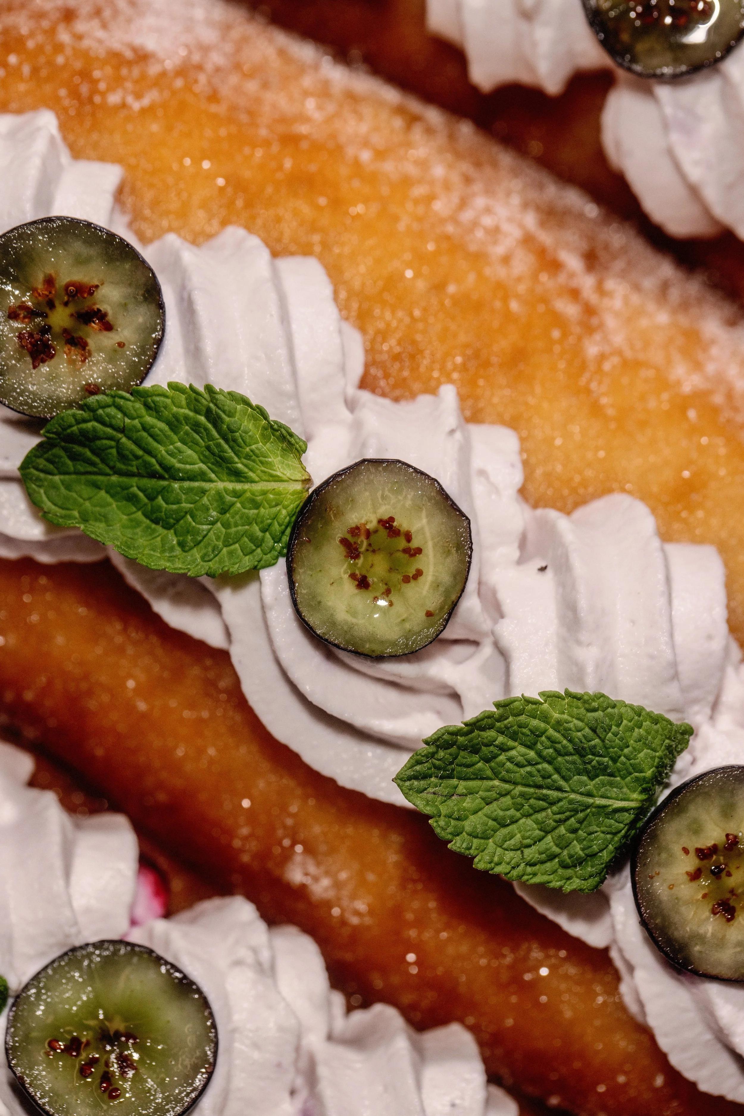 Blackcurrant & Vanilla Ricotta Long Boi. Made using wildfarmed regenerative flour, Irish Blackcurrants and PNG vanilla from Zazou 