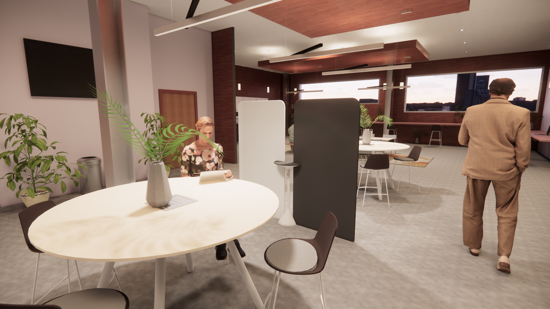 View of the open seating area- Evening