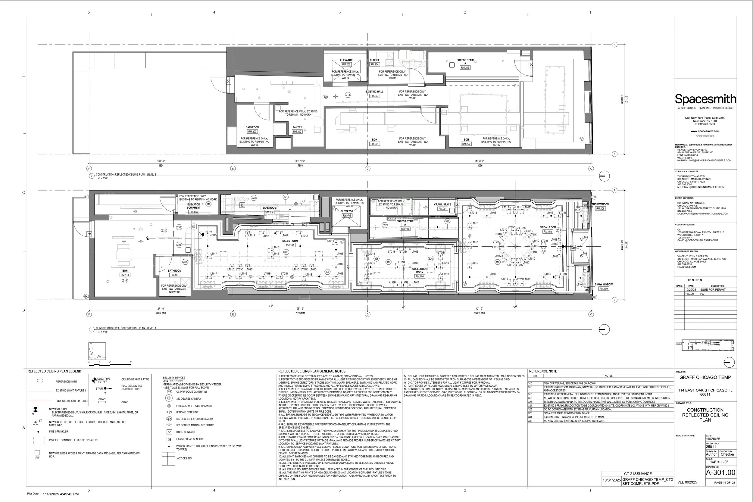My contributions to the construction documentation included developing the door schedule, hardware specifications, construction plans, reflected ceiling plans, power and data plans and façade details