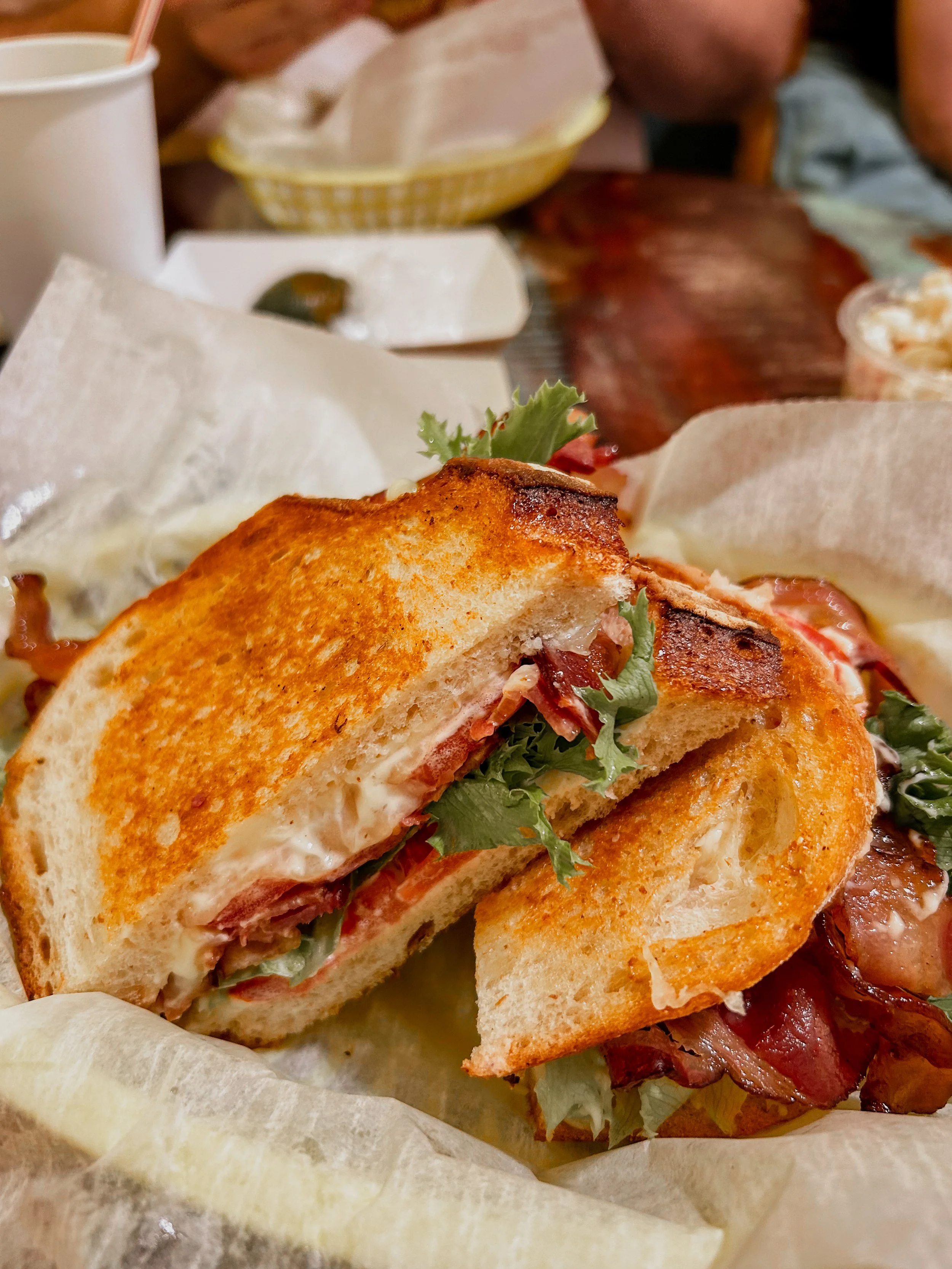 BLT from Katzinger's deli in a deli basket