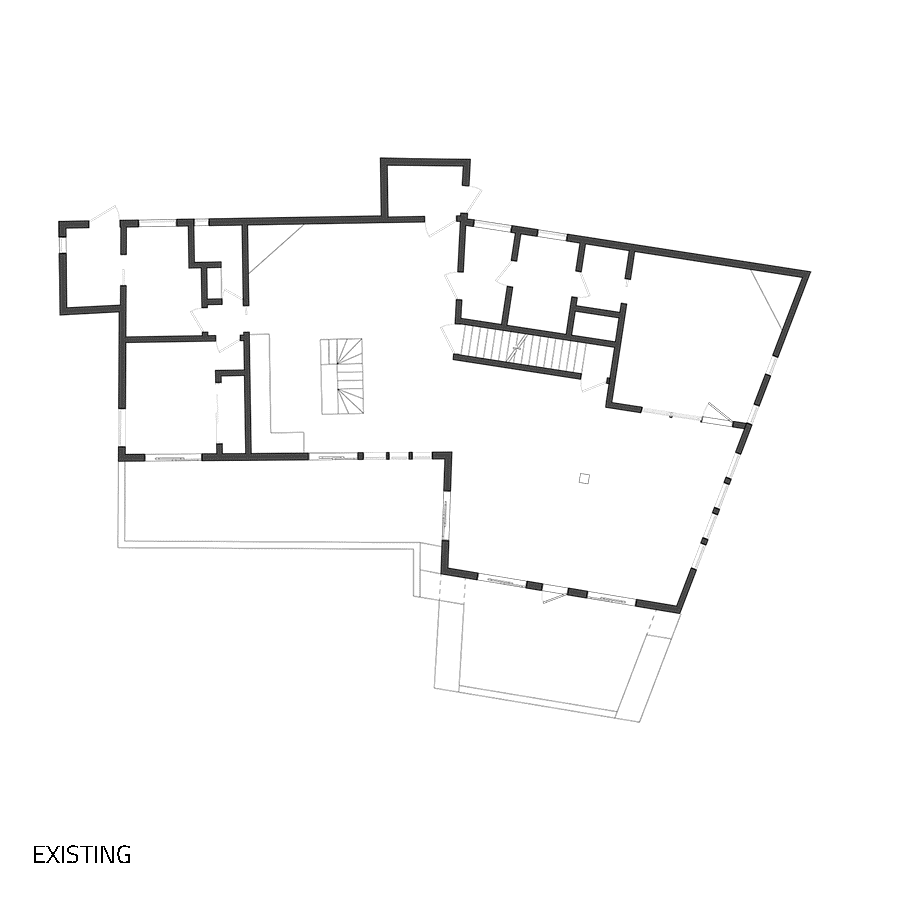 The existing plan was a challenge to modify, but we were able to clean up the various angles inside while keeping the exterior shell.