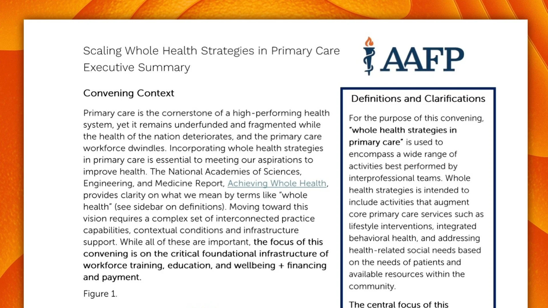 AAFP Convening Executive Summary: Scaling Whole Health Strategies in Primary Care