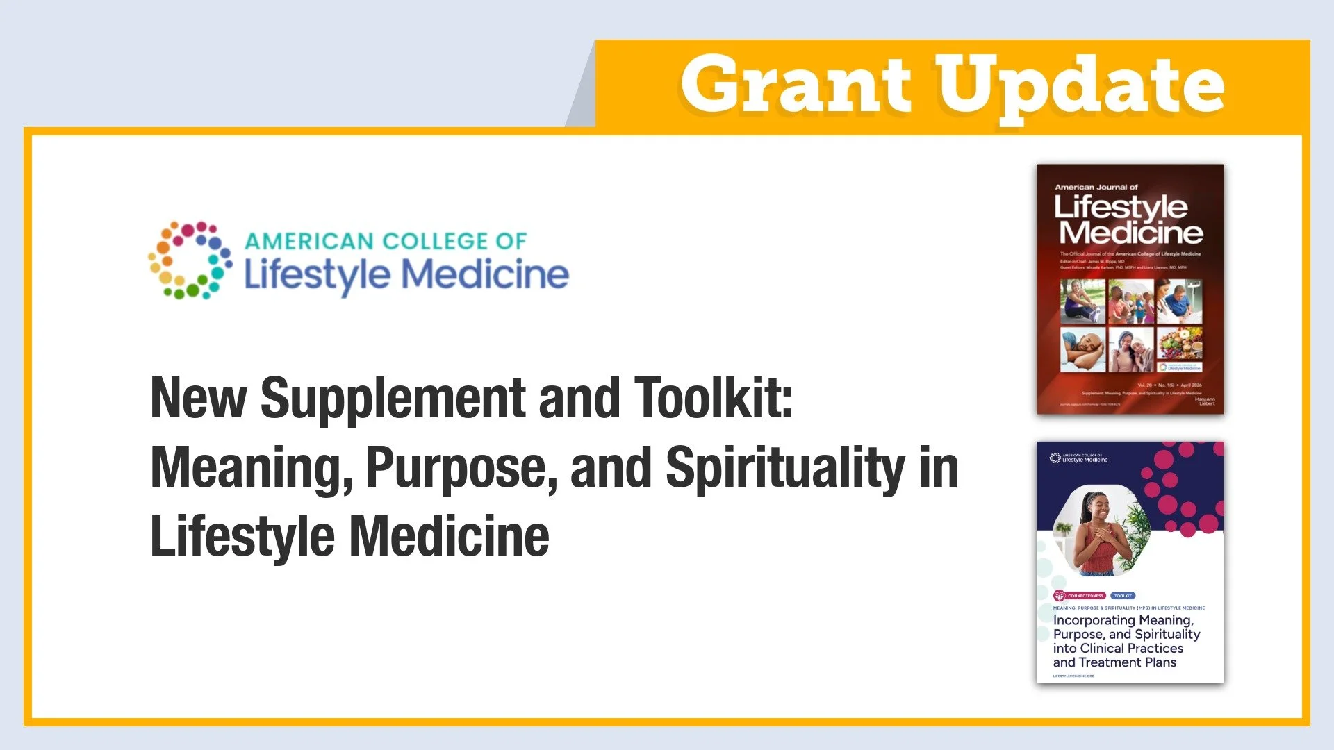 ACLM Supplement and Toolkit: Meaning, Purpose, and Spirituality in Lifestyle Medicine