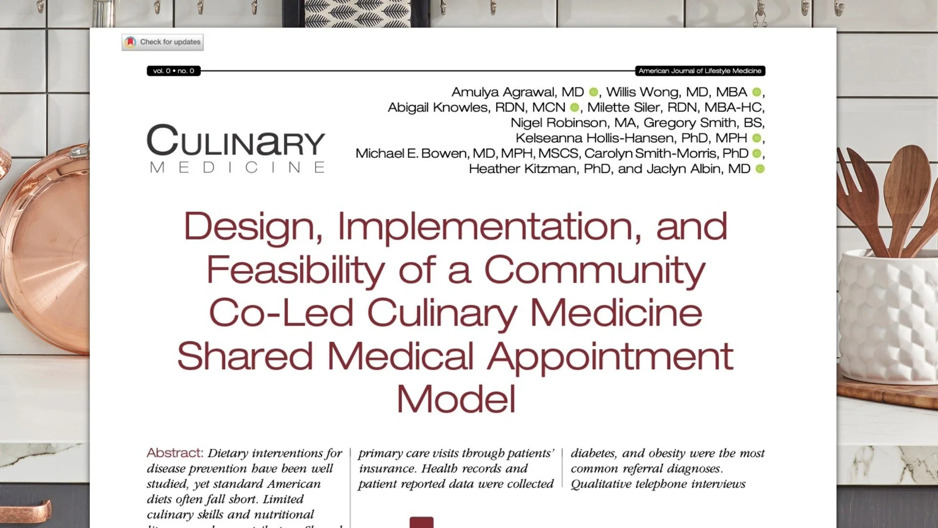 Design, Implementation, and Feasibility of a Community Co-Led Culinary Medicine Shared Medical Appointment Model