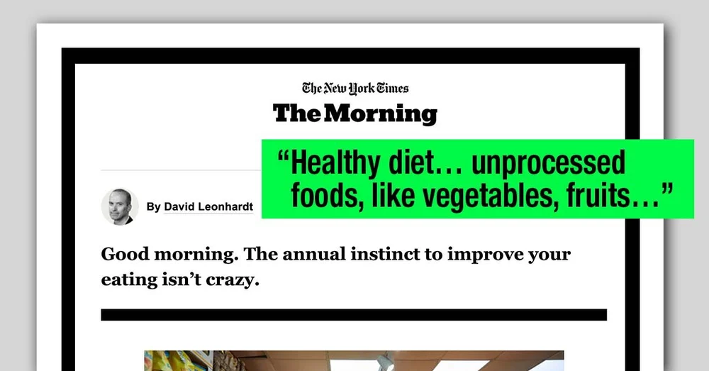 New York Times Email Newsletter Promotes Sustainable Healthy Eating