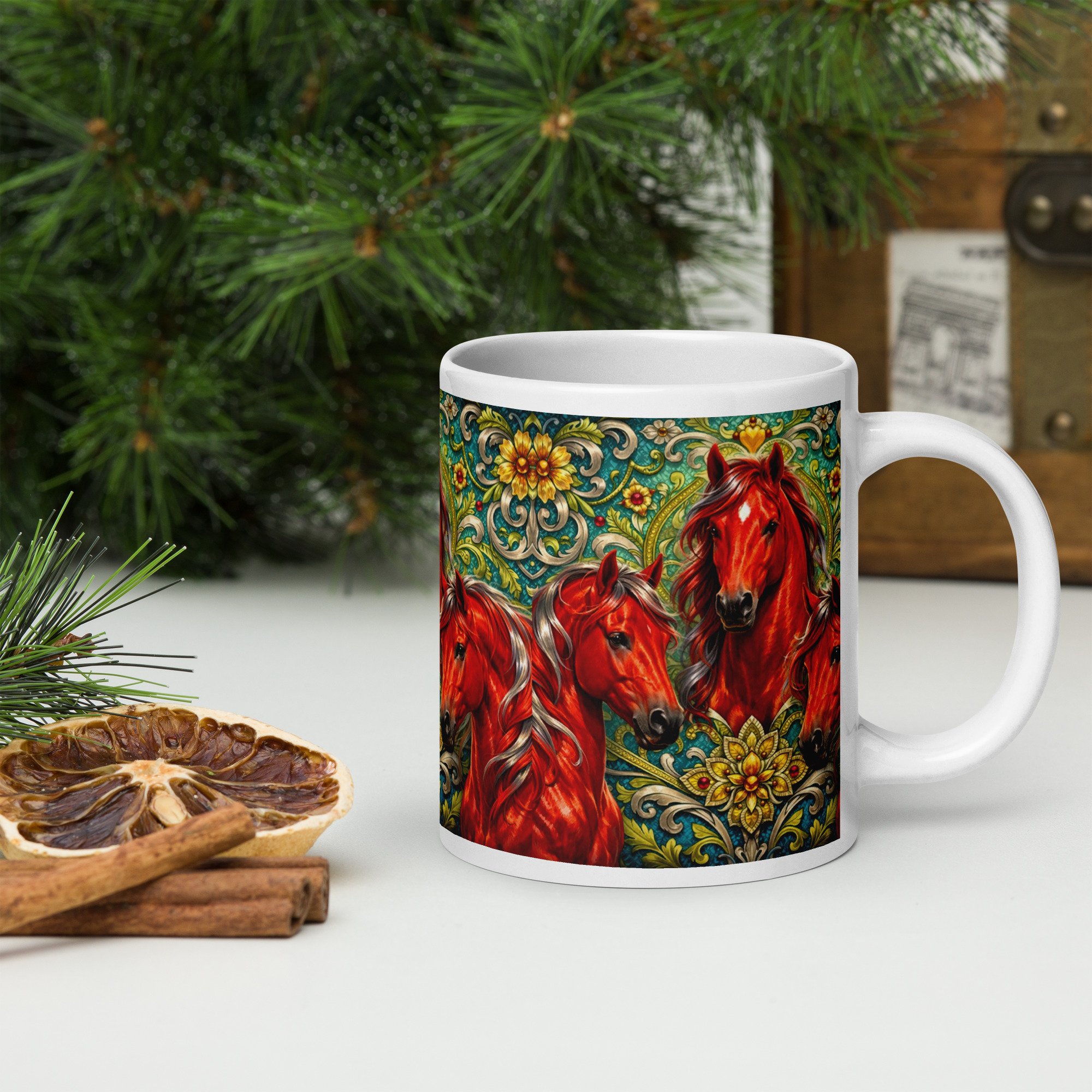 Fire Horse 2026 white glossy mug