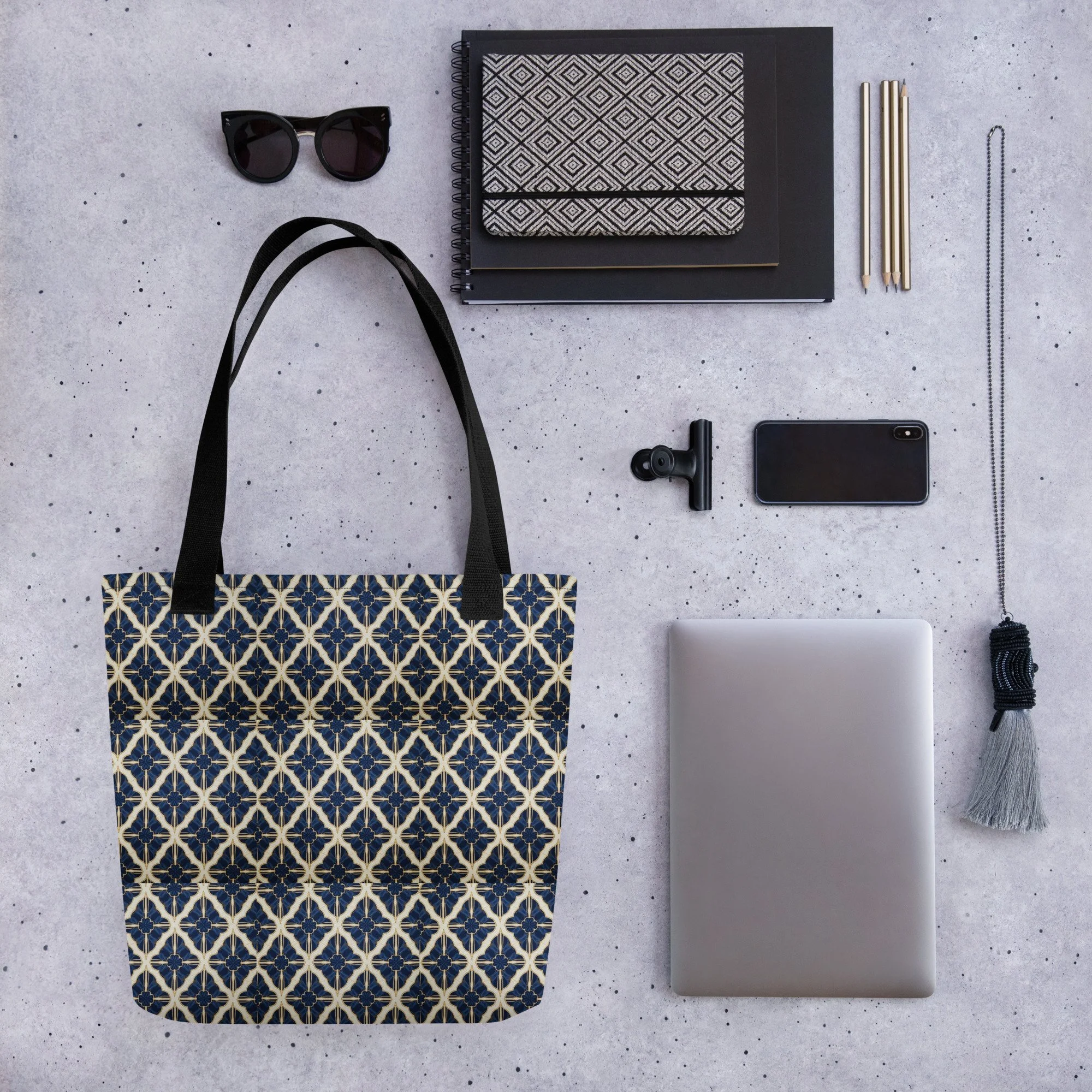 North Star Quilt Pattern tote bag