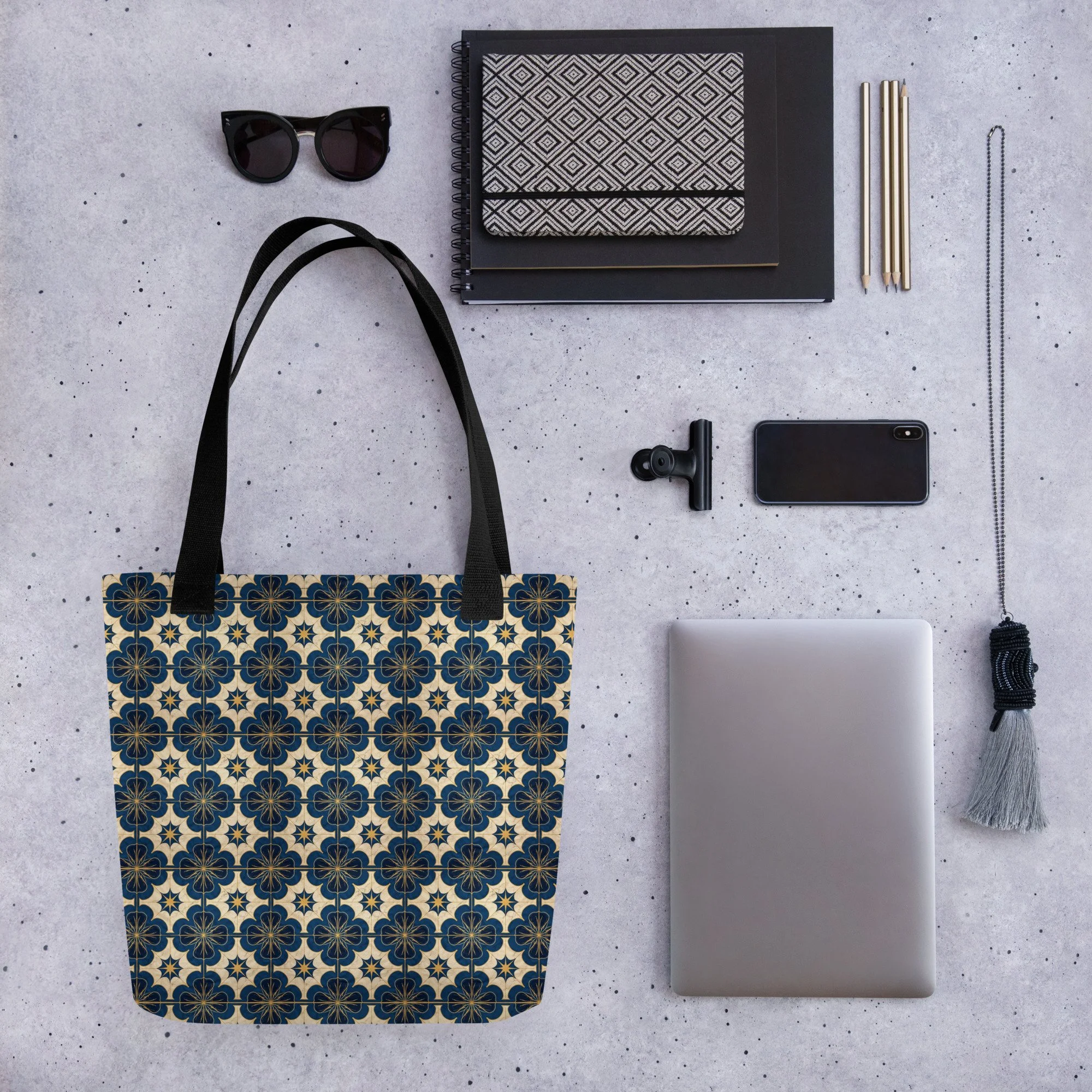 NorthStar Quilt Pattern tote bag