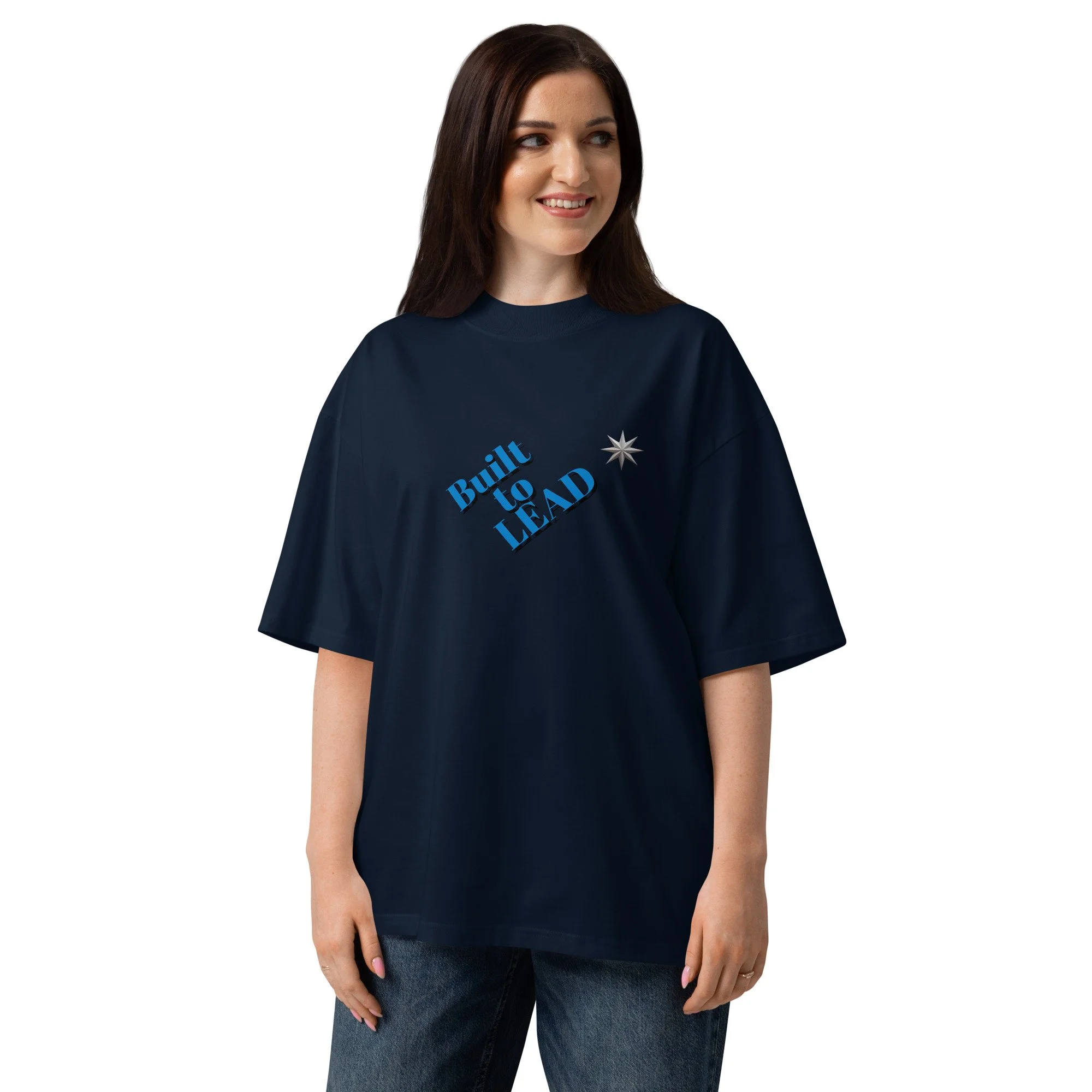 Built to Lead oversized high neck t-shirt