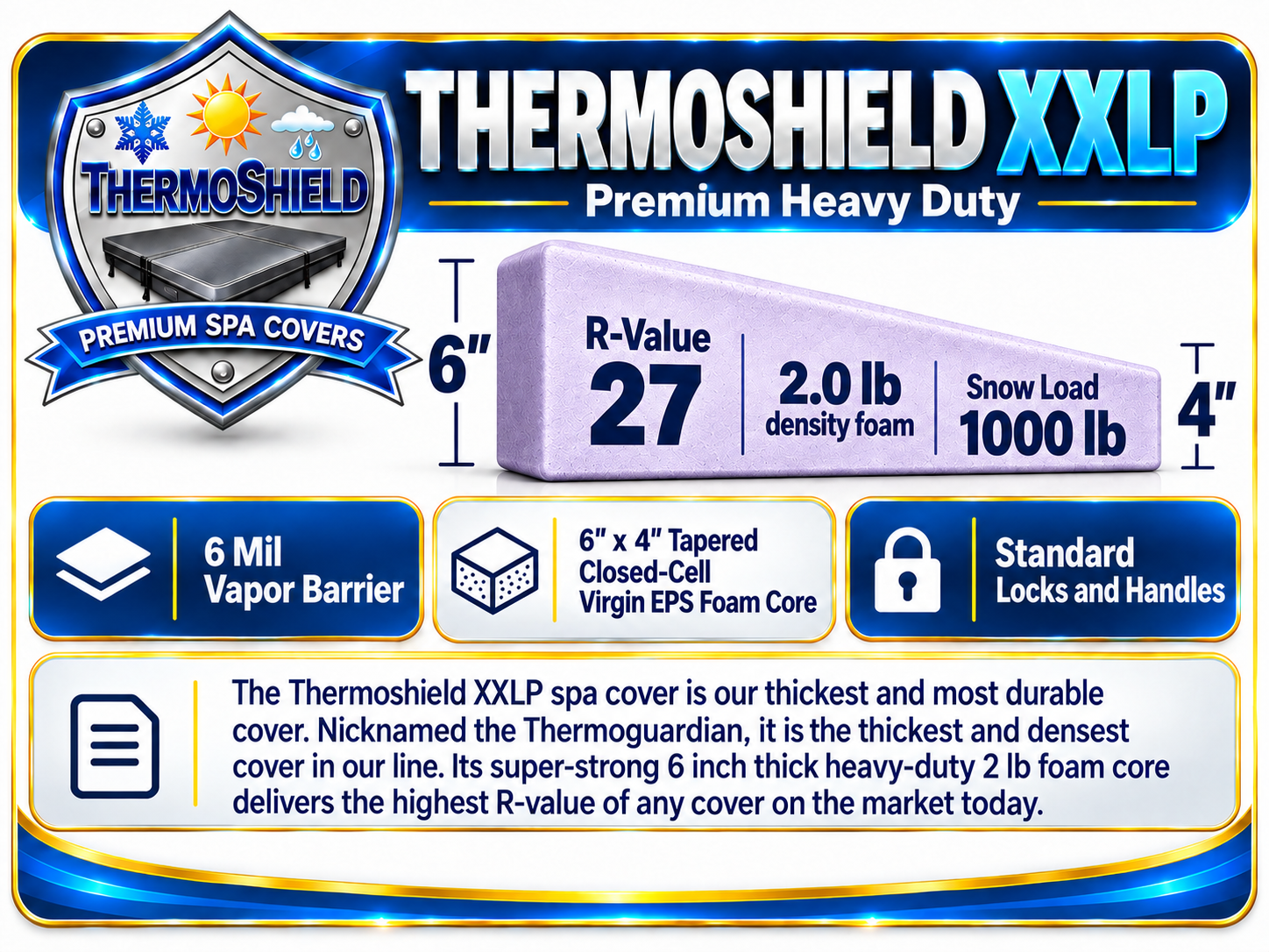 Thermoshield XXL Plus Spa Cover Package 6" x  2lb