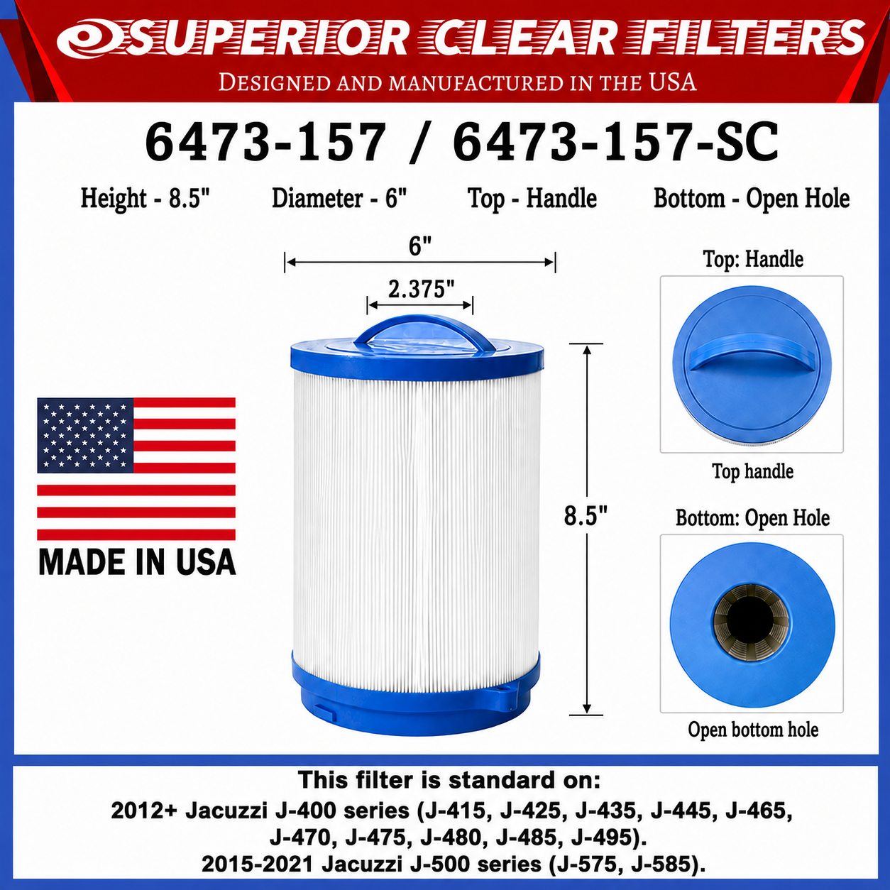 Jacuzzi 6473-157 ProClarity Primary Spa Filter Cartridge 6473-157-SC