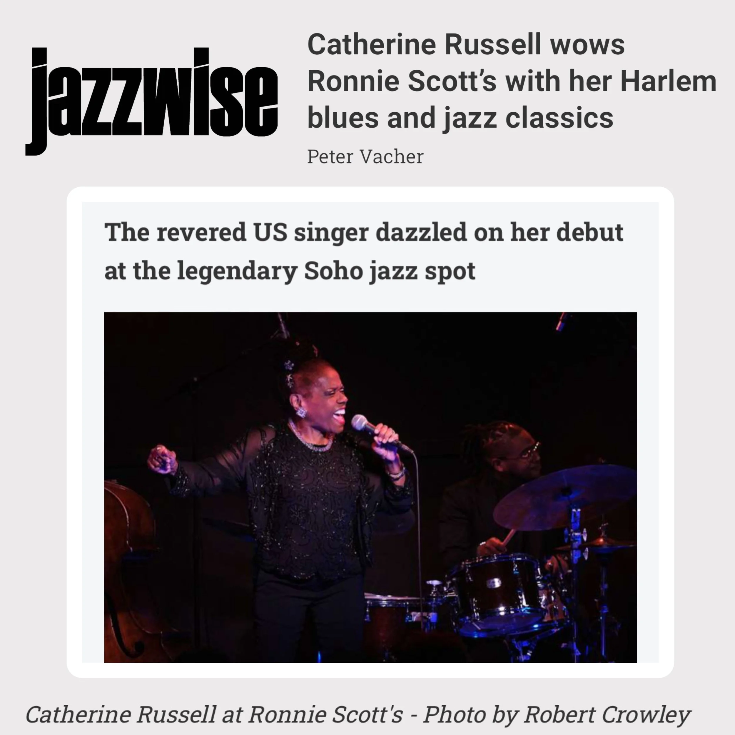 Catherine Russell wows Ronnie Scott’s with her Harlem blues and jazz classics
