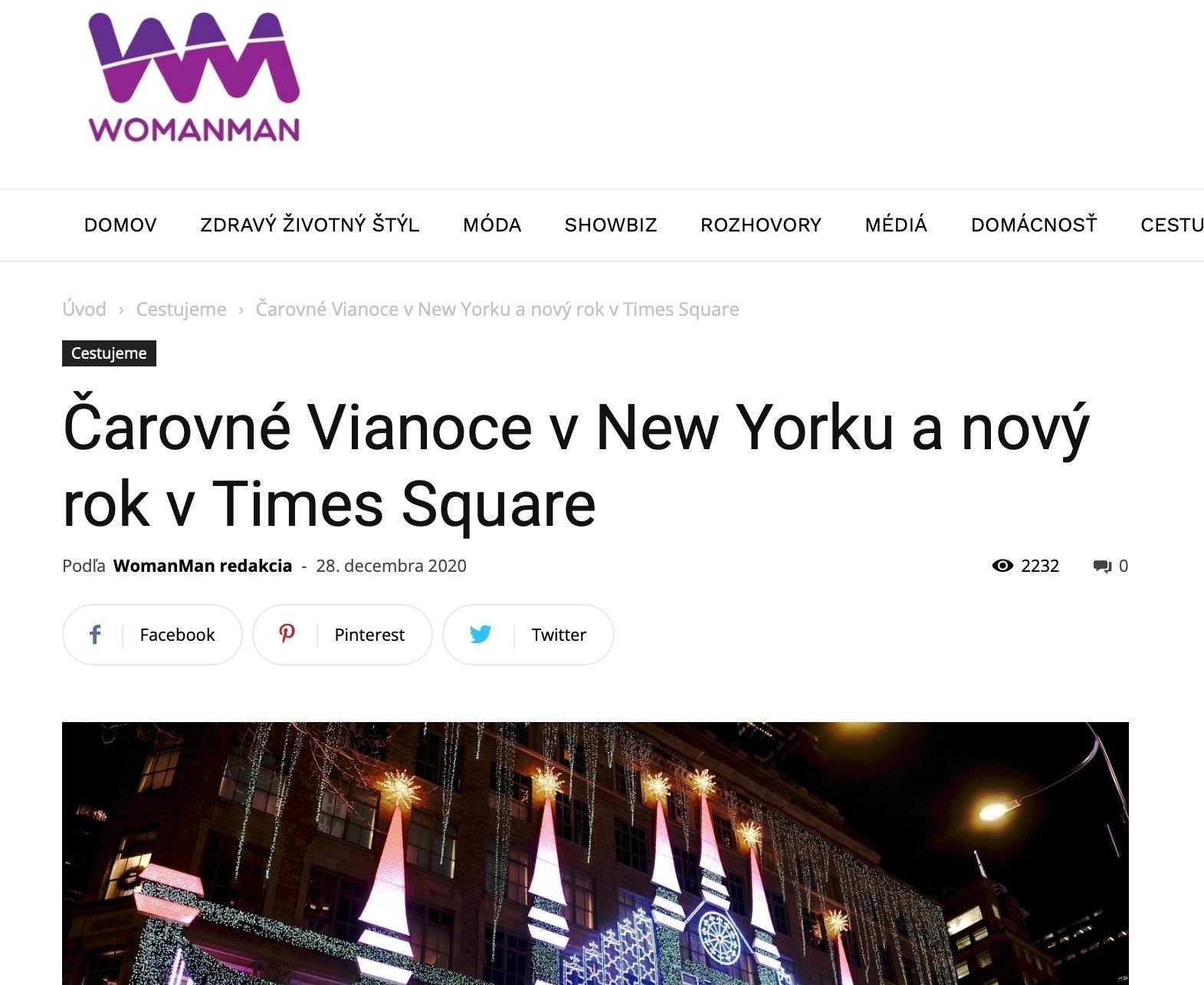 WomanMan Magazine -Čarovné Vianoce v New Yorku a nový rok v Times Square