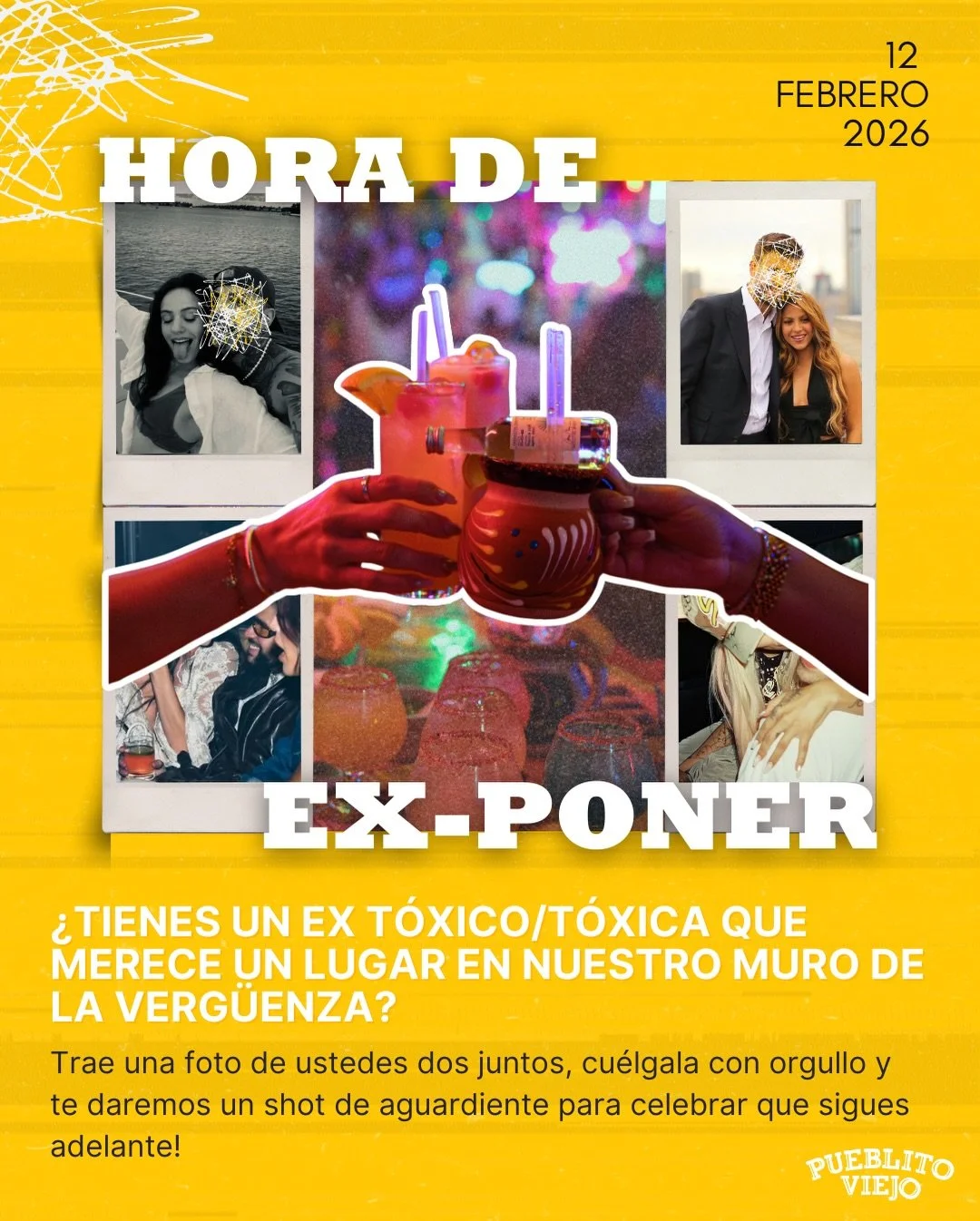 💔Vamos a celebrar que ya no est&aacute;s con tu ex! Trae una foto de ti y de &eacute;l/ella cuando estaban juntos el 12 de febrero y te vamos a dar un shot de aguardiente - &iexcl;hay que celebrar que ya no existen en tu vida!⁠
⁠
Nos vemos pronto 😉