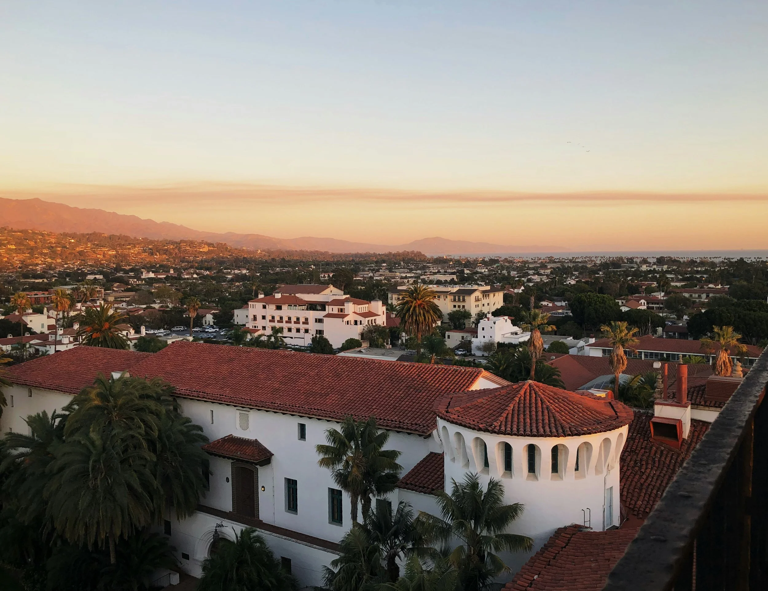 Santa Barbara Courthouse with downtown area, representing local math tutoring and academic support from Open Horizons Tutoring in Santa Barbara.