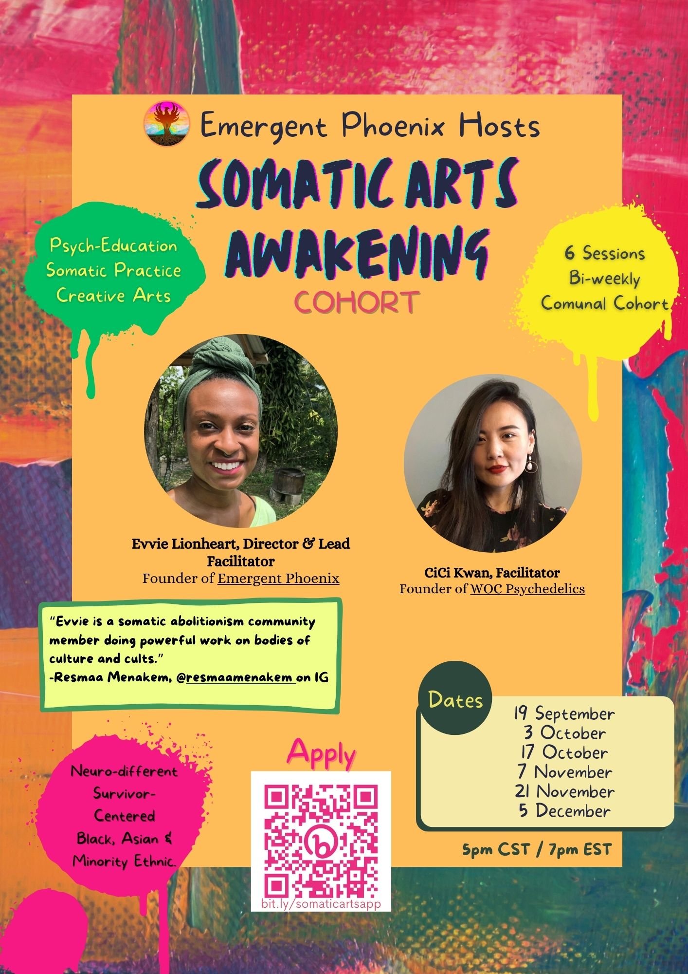 Flyer for the first cohort with Evvie and CiCi