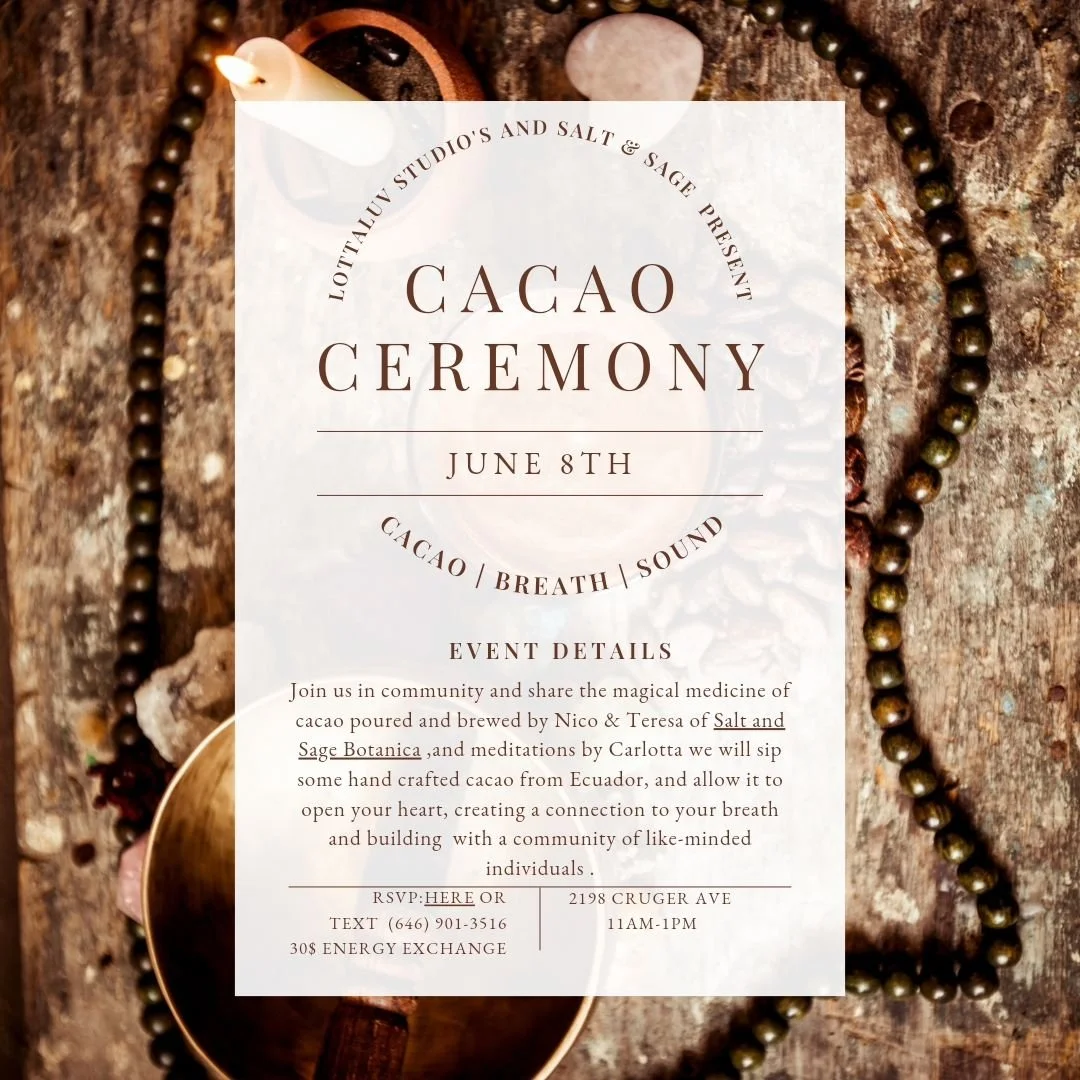 So grateful to be working in collaboration with @lottaluv__apothecary_studio_ to bring you this beautiful offering. We will be sipping on some beautifully crafted cacao in the safety of community &amp; opening our hearts to the unknown with this inte