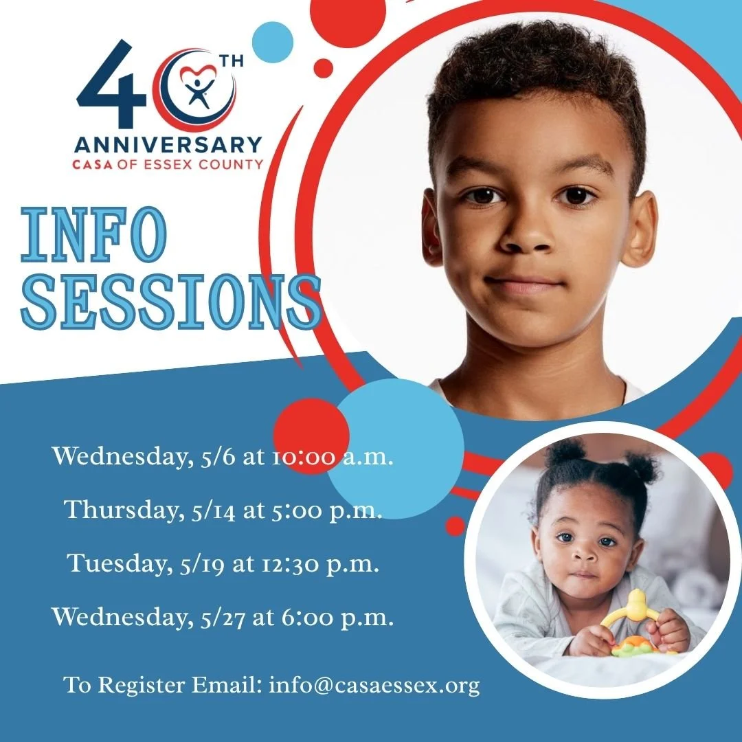 Are you interested in getting involved with CASA Essex? We are a community-forward non-profit that fights to ensure the advocacy for children in foster care, in school, at home, and everywhere else.

To learn more about us and how to join, attend one