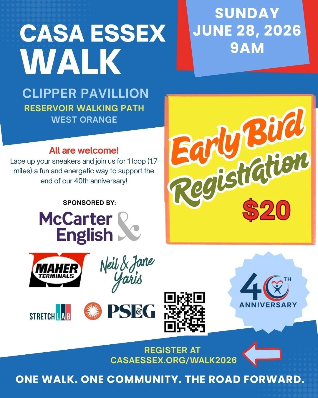 Lace up, show up, and let&rsquo;s walk it out!

Join us on June 28 at 9AM for the CASA Essex Walk&mdash;one loop, big impact, and a whole lot of community energy.

Pre-walk stretches,
Music,
High fives,
Photo moments,
Purpose!

Early bird registratio