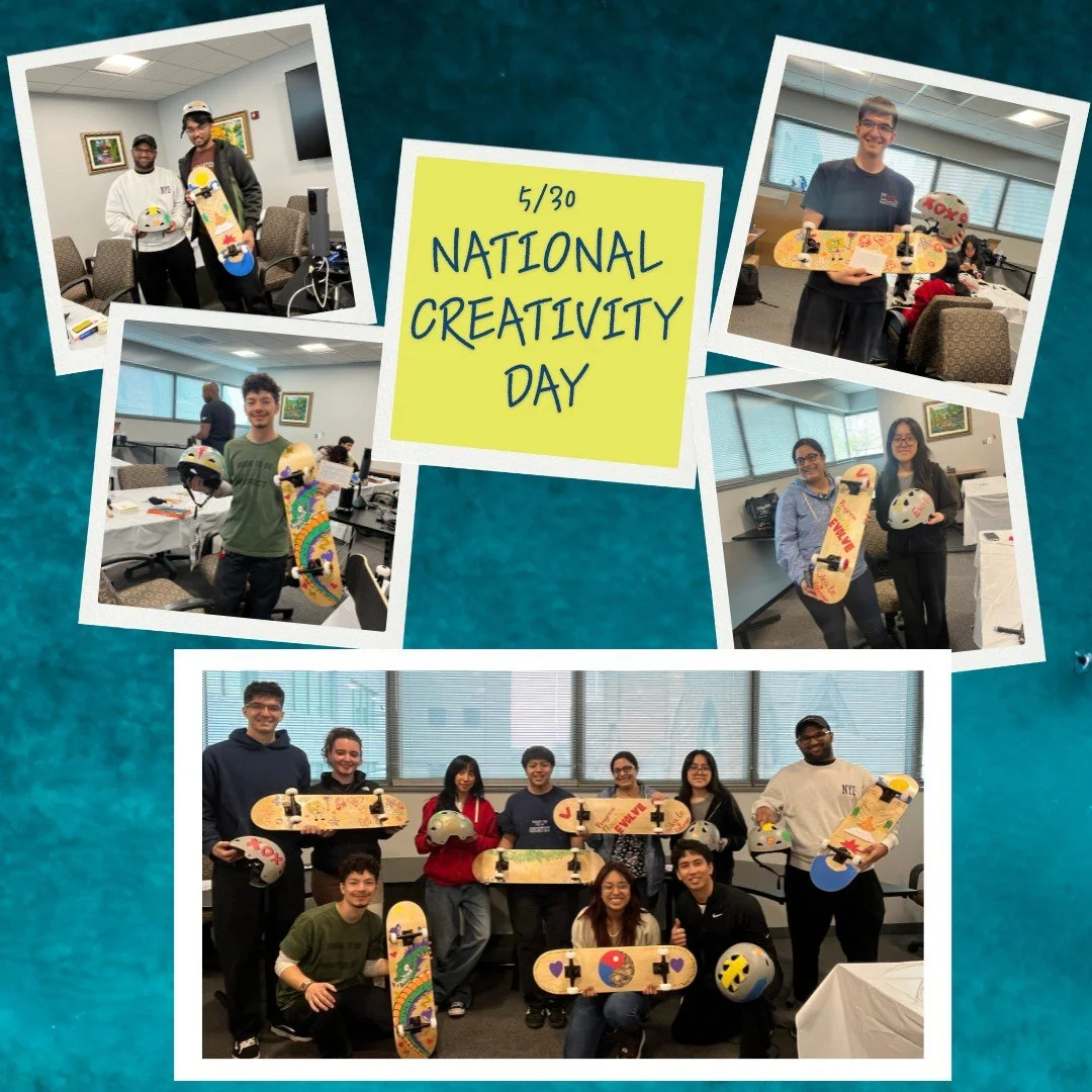 Creativity with purpose. Connection through art.

Today for National Creativity Day, we are highlighting the students from @NJIT who built and decorated skateboards and helmets with themes of mental health, mindfulness, positivity, and self-expressio