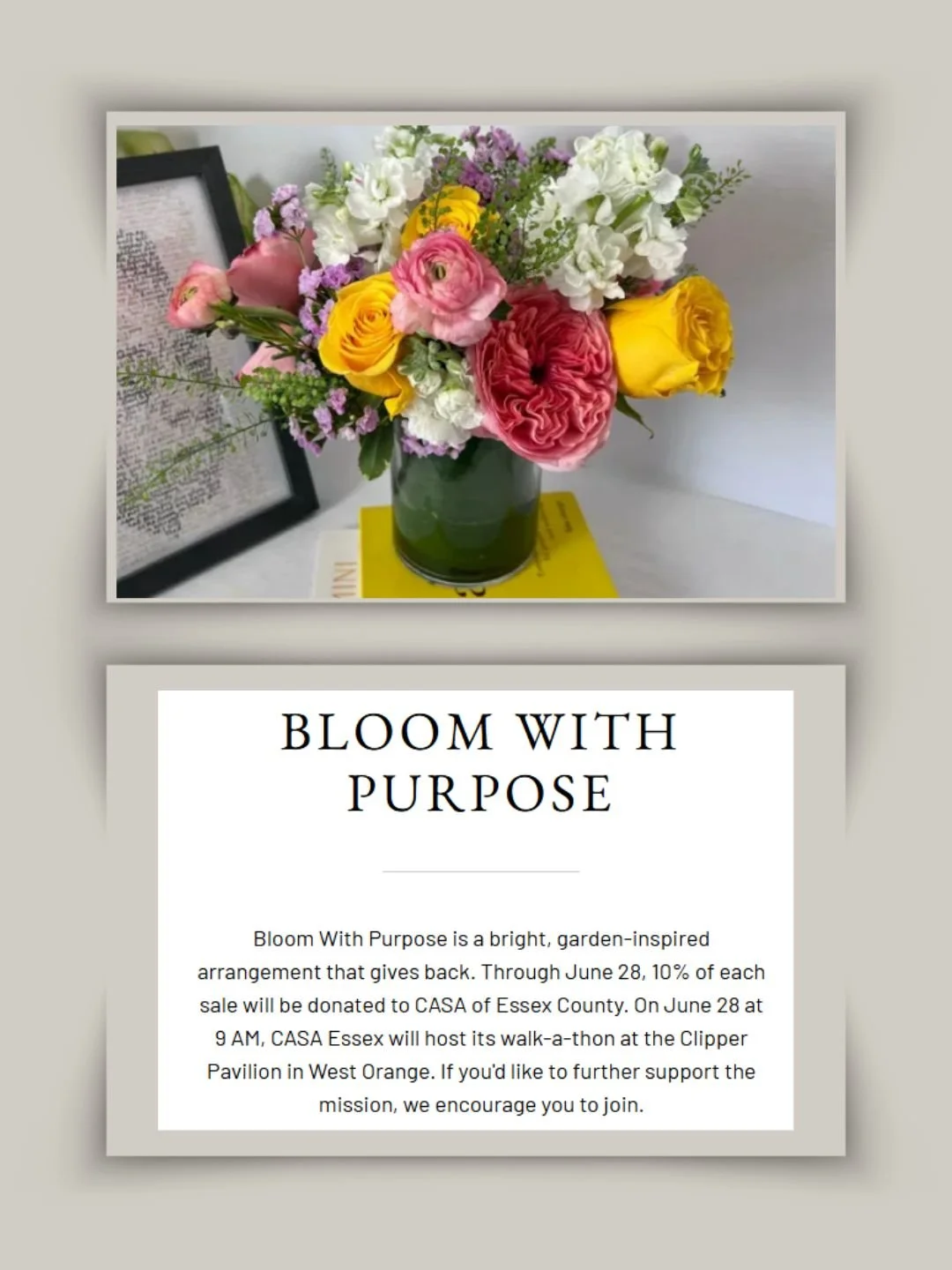 🌸 Bloom with Purpose 🌸

Our official 40th Anniversary florist, @ScarlettBloomsllc, is at it again!

Need flowers this month? Treat yourself, celebrate someone special, or brighten a friend's day with the beautiful Bloom With Purpose arrangement. Th