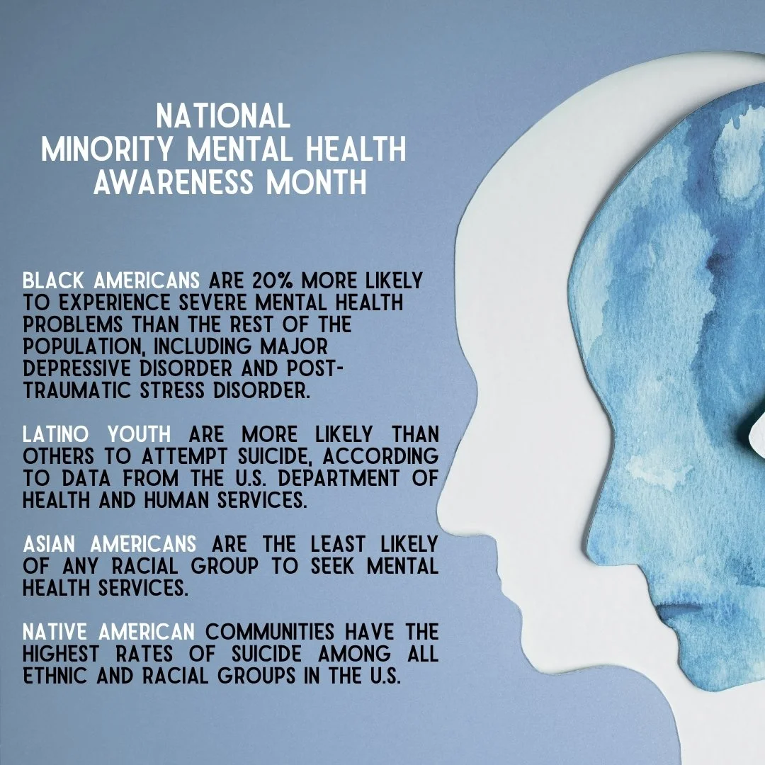 ALARMING! Minority Mental Health Facts.

July is National Minority Mental Health Awareness Month, a time to confront the disparities that too often go unspoken.

At CASA Essex, we see how deeply mental health and wellbeing shape the lives of the chil