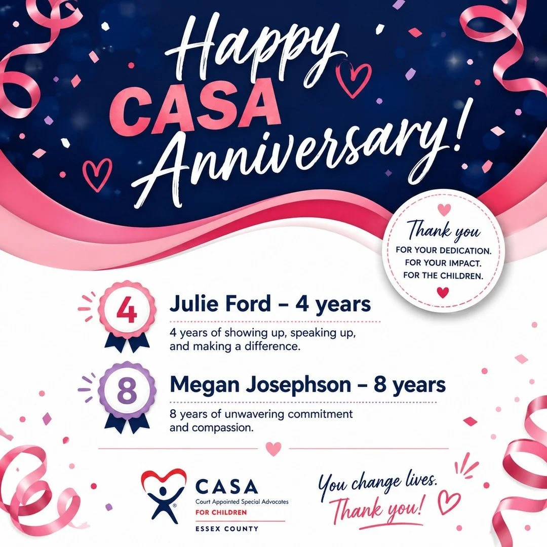 Marla Higginbotham
Attachments
3:46 AM (7 hours ago)
to me

Happy CASA Anniversary!

Today we're celebrating two incredible advocates whose dedication has made a lasting difference in the lives of children in foster care.

Whether it's showing up for