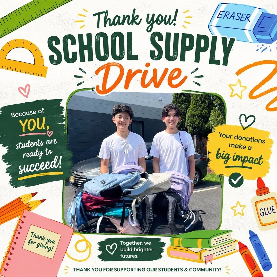 A huge THANK YOU to the Kwon Brothers for helping make our School Supply Drive a success!

Your generosity is helping students head into the school year prepared, confident, and ready to succeed. We&rsquo;re so grateful for your support of our studen