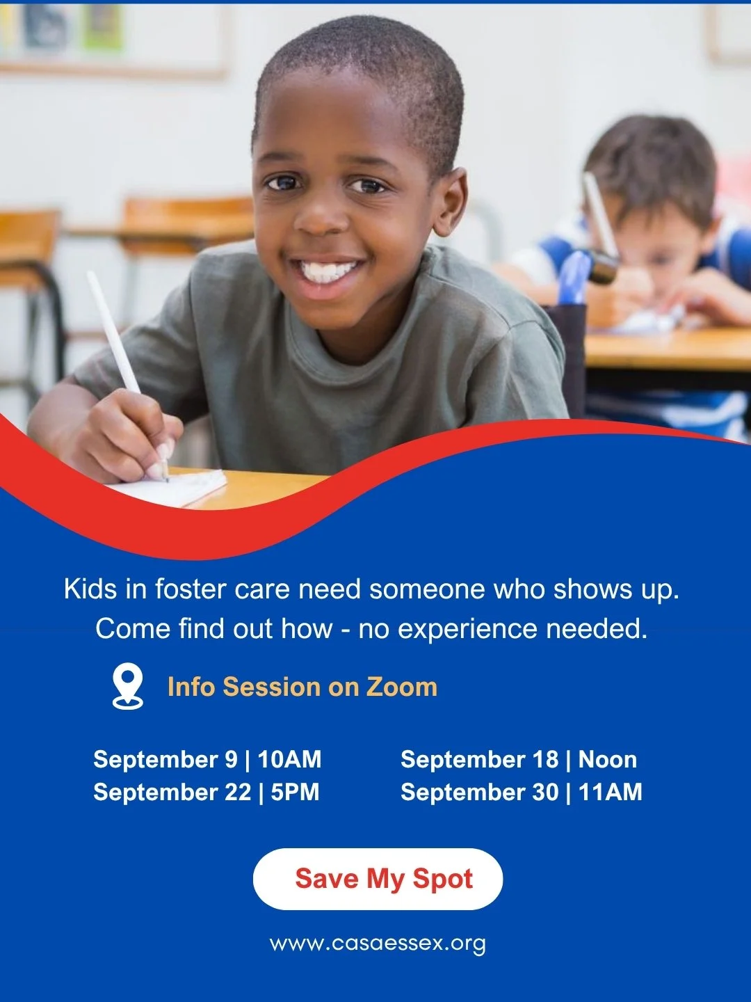 Summer may be winding down, but something new could be just beginning.

At CASA Essex, we&rsquo;re gearing up for our fall volunteer training classes.

If becoming a CASA advocate has been something you&rsquo;ve thought about, this fall could be the 