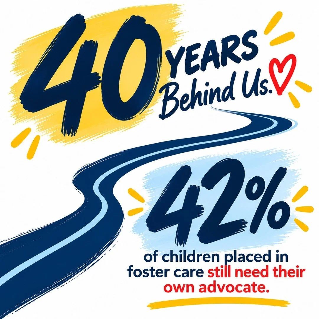 40 years behind us. So much work still ahead.

For four decades, CASA Essex has stood beside children in foster care, ensuring their voices are heard and their needs are not overlooked.

But our work is far from finished. 42% of children in foster ca
