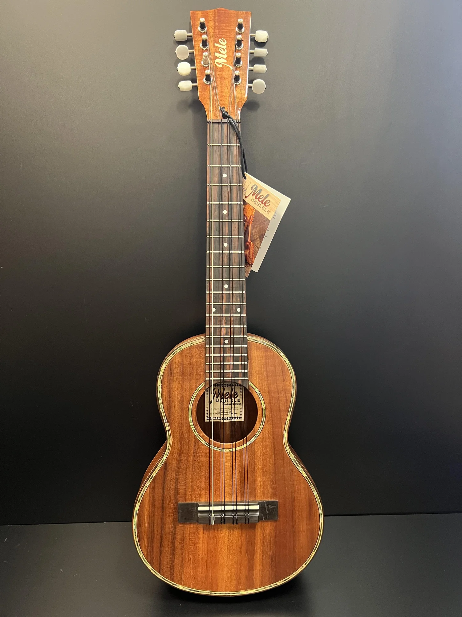 Mele Curly Koa Tenor 8 String with Abalone Shell Inlay (Limited 