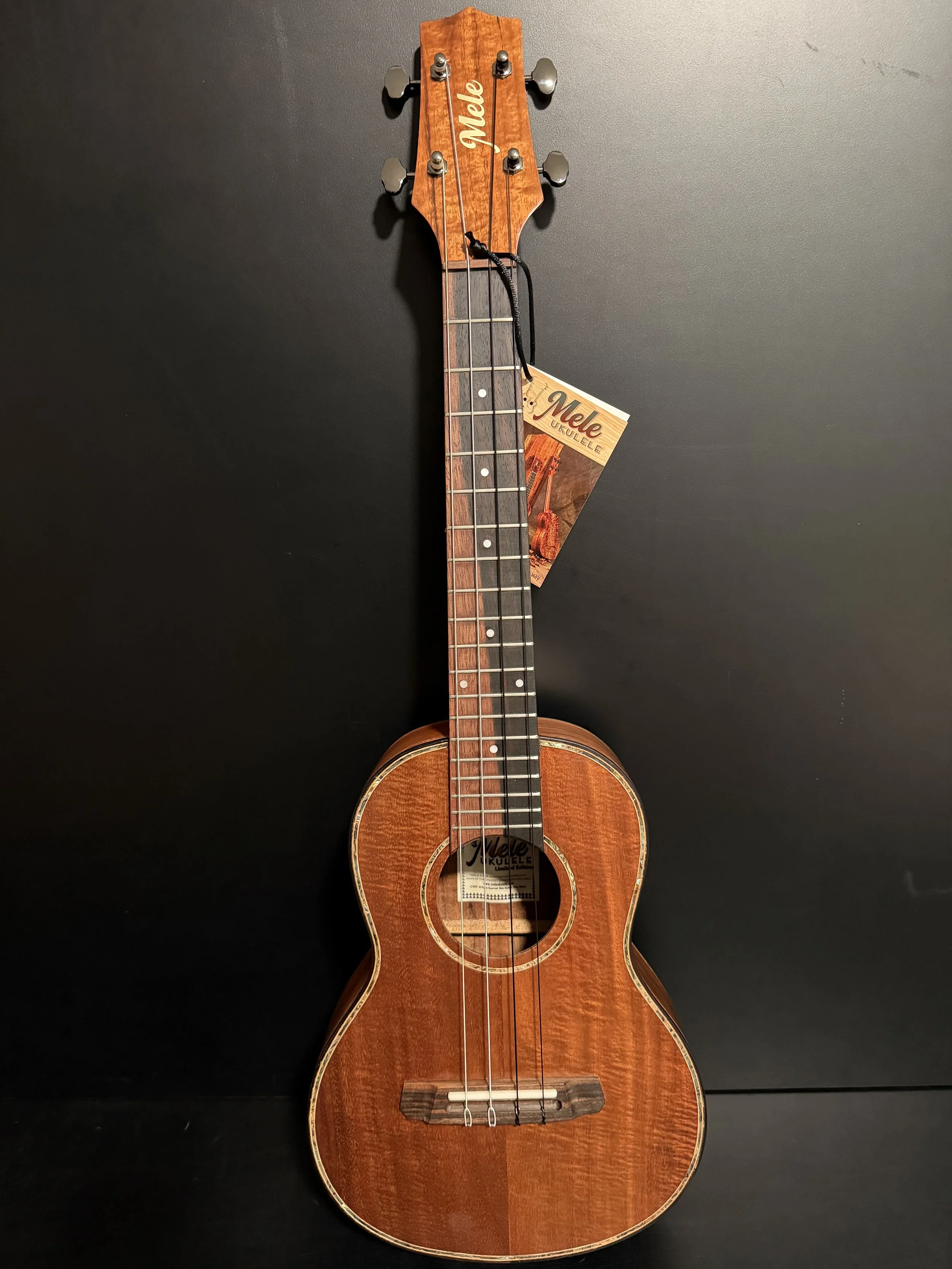 Mele Deluxe Curly *Kauai* Koa Tenor Ukulele with Abalone Shell Inlay