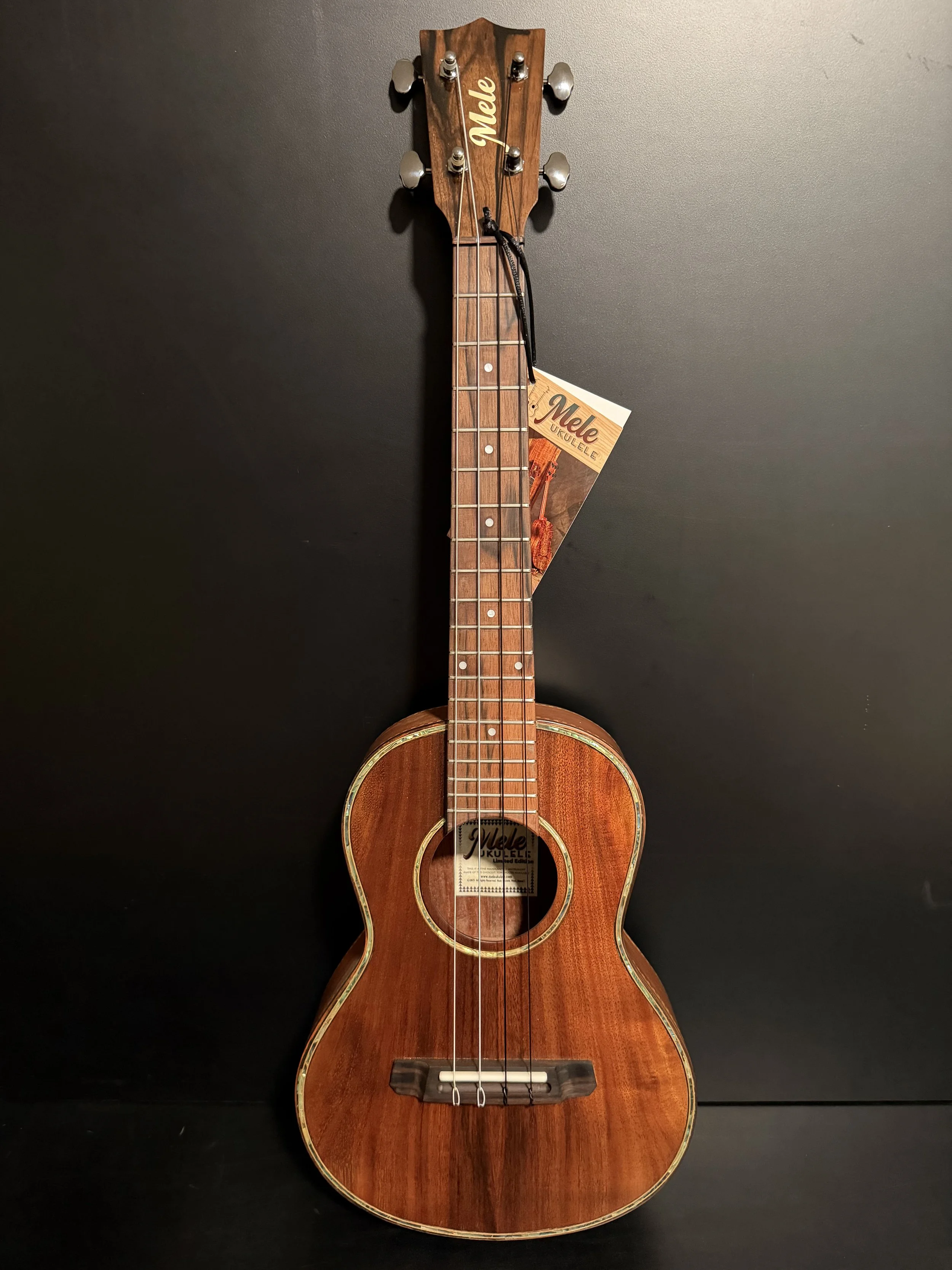 Mele Deluxe Koa Top Mahogany Back and Sides Tenor Ukulele with Abalone Shell Inlay