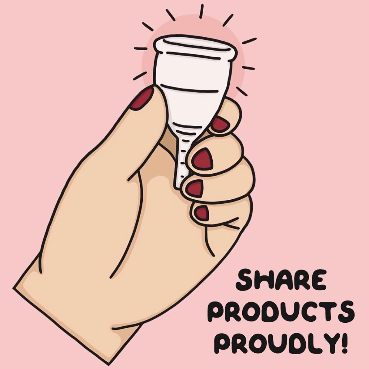 We agree with @period_prophetess❗️
(the artist featured above!) 

SHARE PERIOD PRODUCTS PROUDLY. 🩸❣️🌹

We sure will be. 

Periods are normal. 
The products we use to manage them are normal. 
That search for better utility in our products is normal.