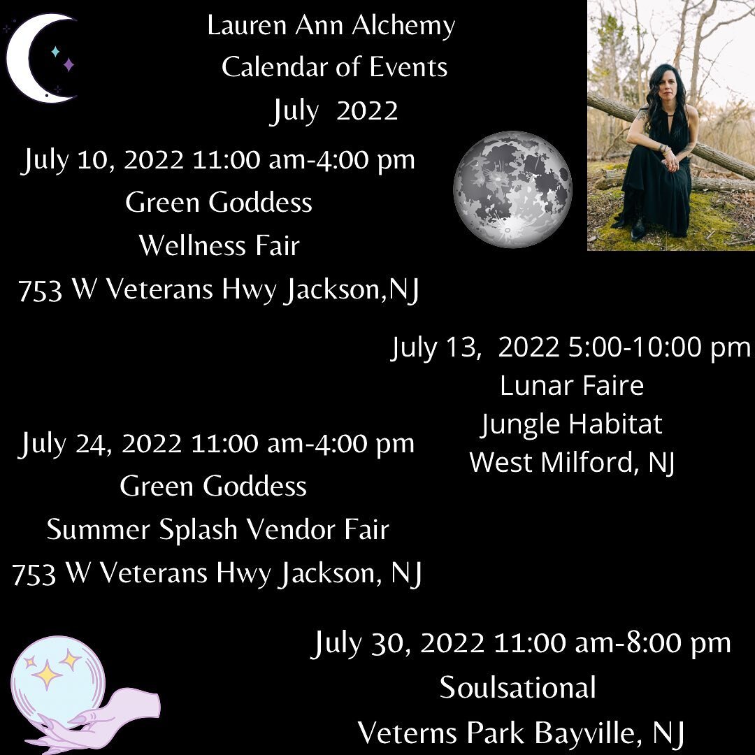 ✨My calendar of events is set for July! Looking forward to another amazing month! These are just some highlights from my June events!✨

✨I hope to see all of your shining, shimmering, splendid faces out there!

✨Stay Wild and Stay Weird and stay tune
