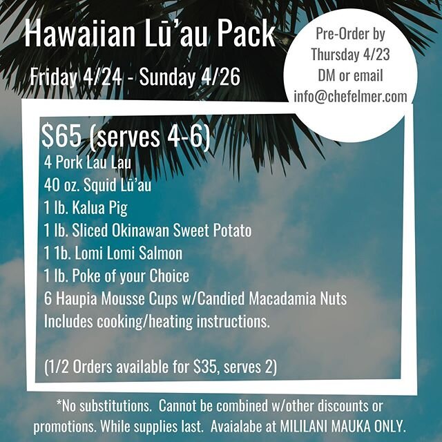 On special this weekend @pokestop Pre-order by Thursday 4/23 via DM or email. #pokestop #pokestopmililanimauka #hawaiianfood #poke #laulau #squidluau #kaluapig #lomisalmon #haupia