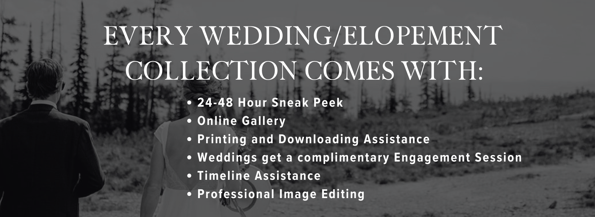 wedding elopement photographer packages for Montana weddings