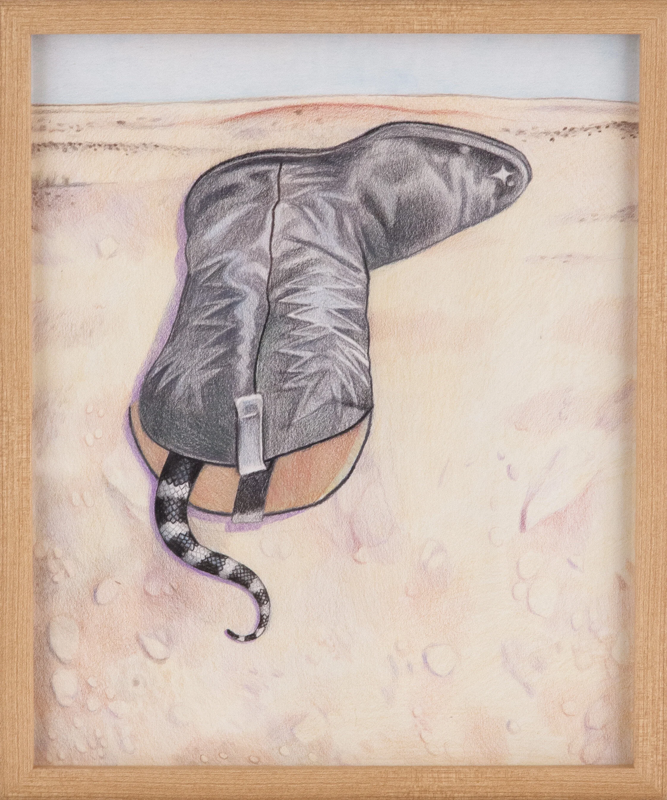 "There's A Snake In My Boot", 2020, Colored pencil on paper, 17" x 14"