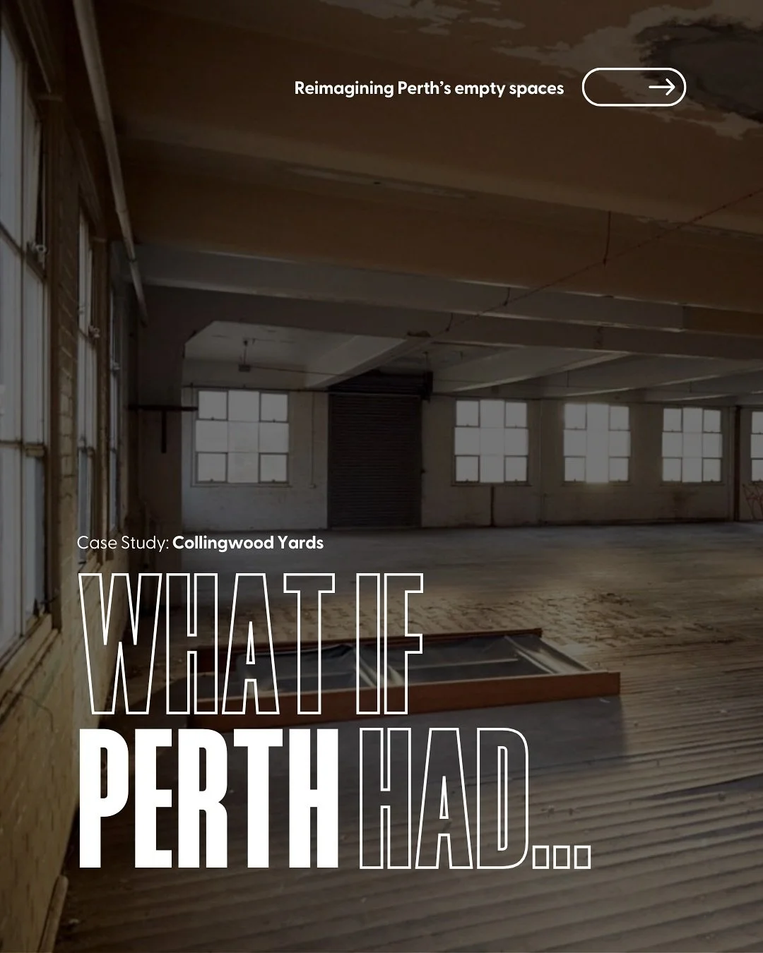 What if Perth had&hellip; a home for creatives in the heart of the city? 

Vacant buildings and underused spaces are all around us &mdash; but what if we reimagined them as vibrant hubs for artists, creatives and the community?

Swipe through to see 