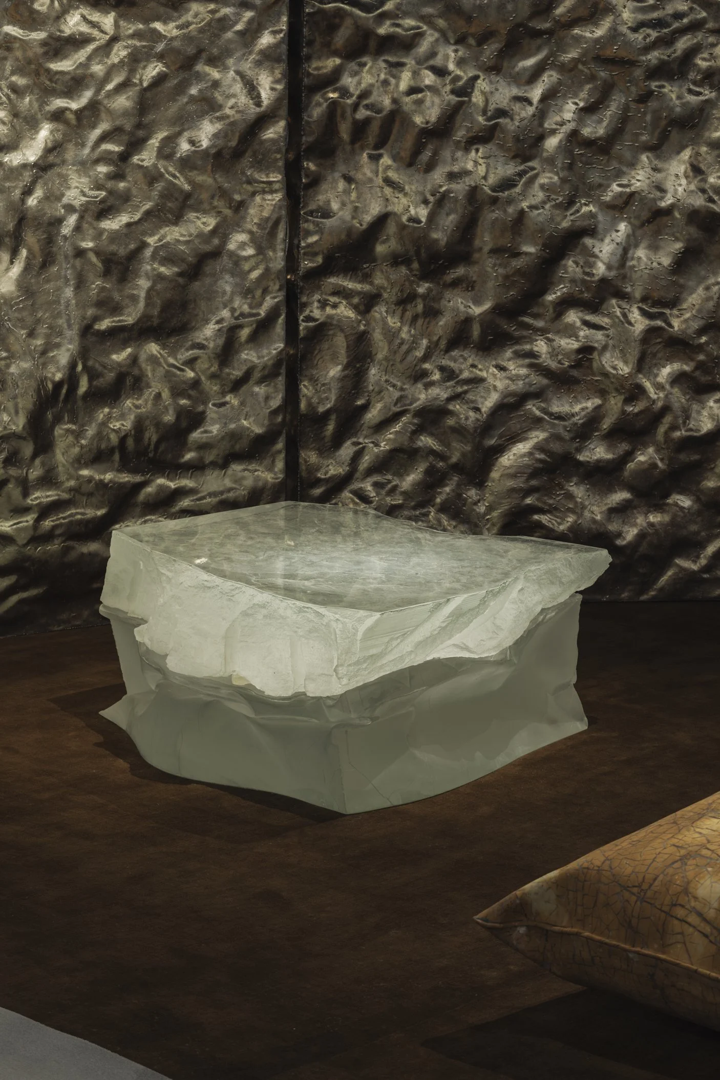 Crushed Coffee Table, Cast Glass