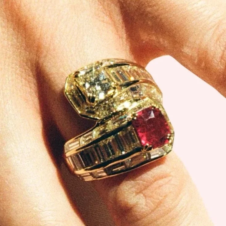 doubleyou ruby & diamond déco ring