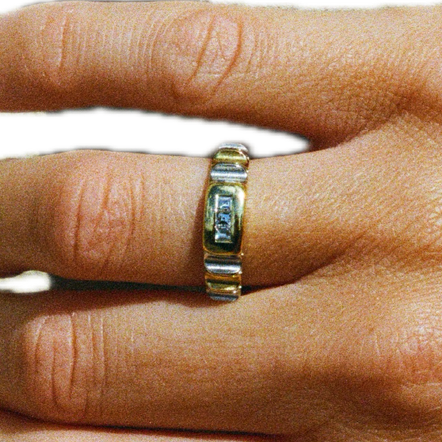 diamond & two-tone gold stardust ring