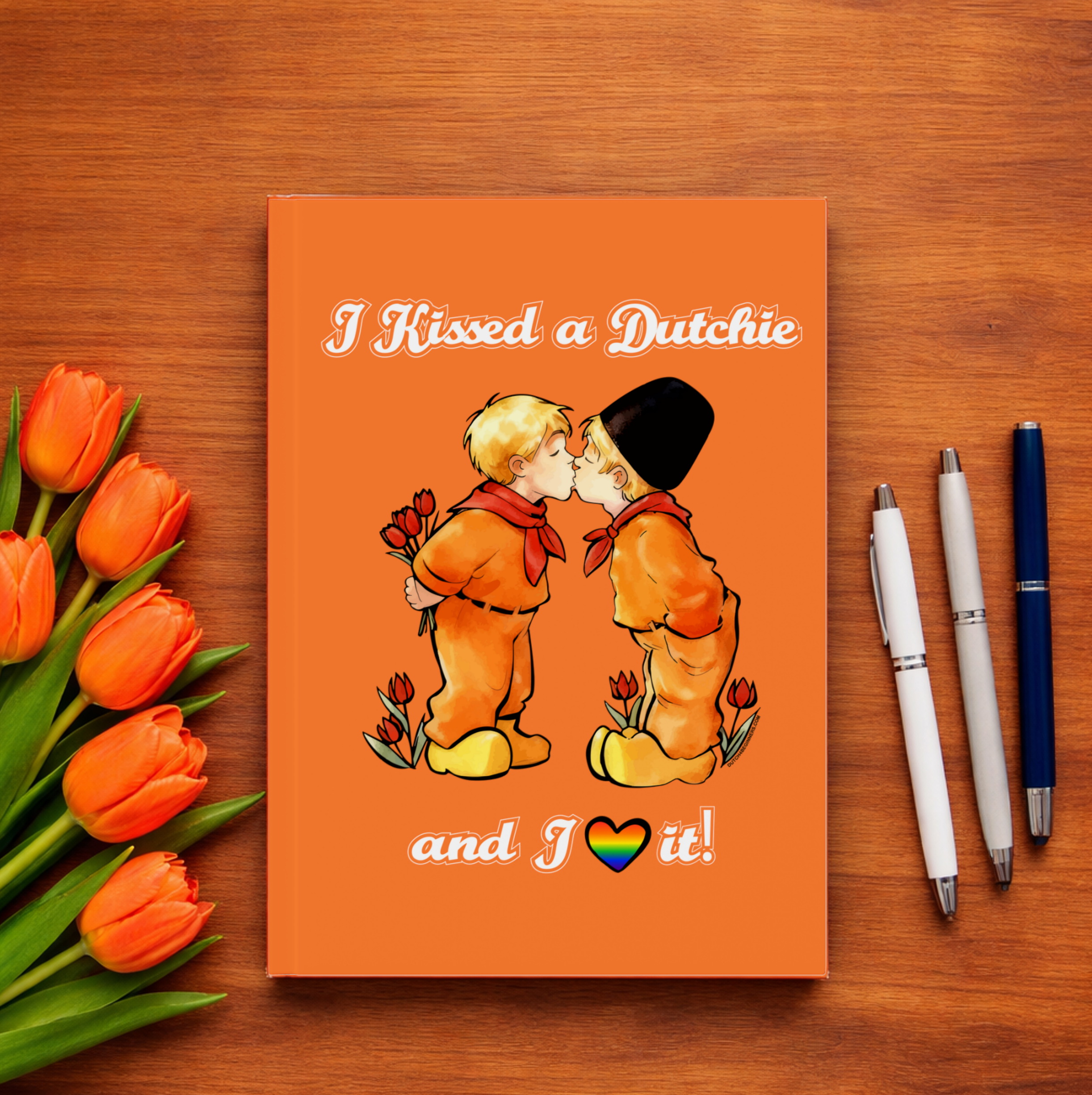 Dutch Hardback Notebook "I Kissed A Dutchie & I ♡ It" (Two Boys Kissing)