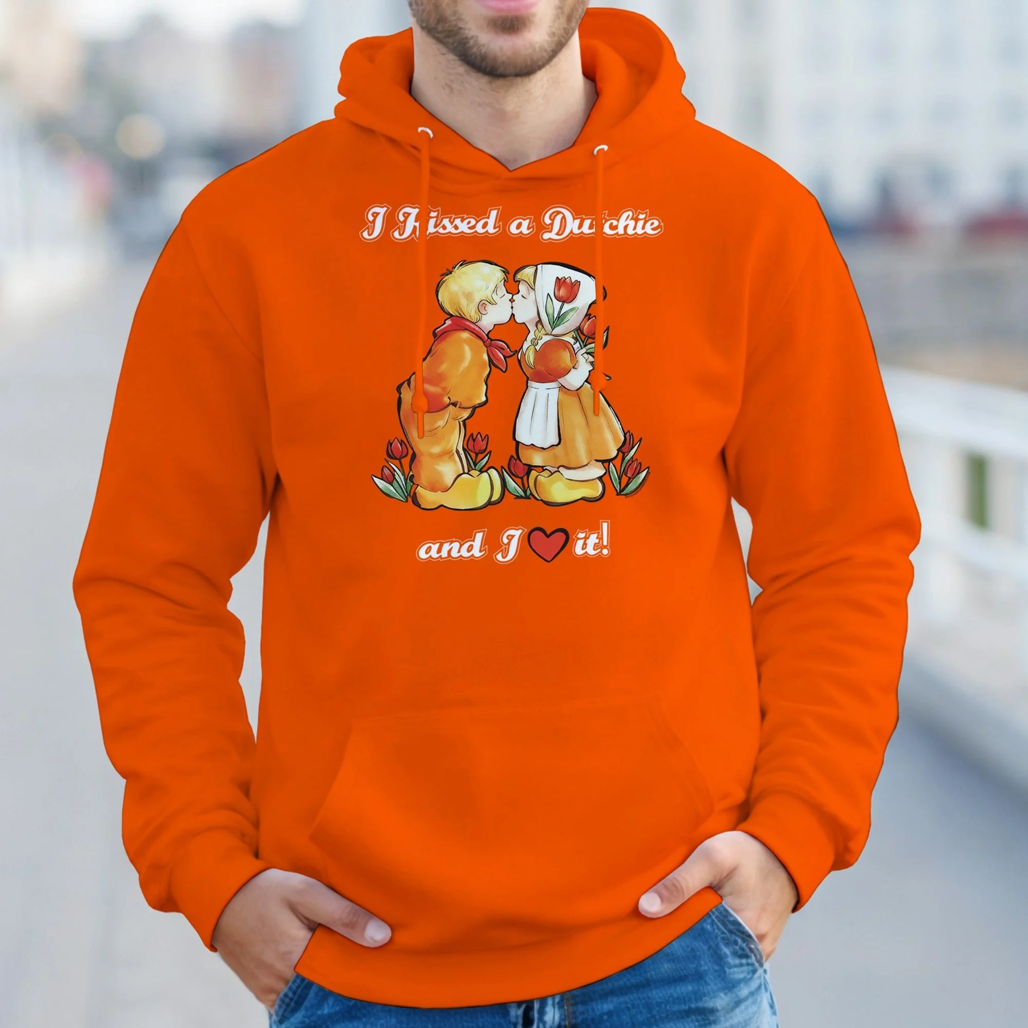 Dutch Hoodie "I Kissed A Dutchie And I Loved It" (Boy & Girl Kissing)