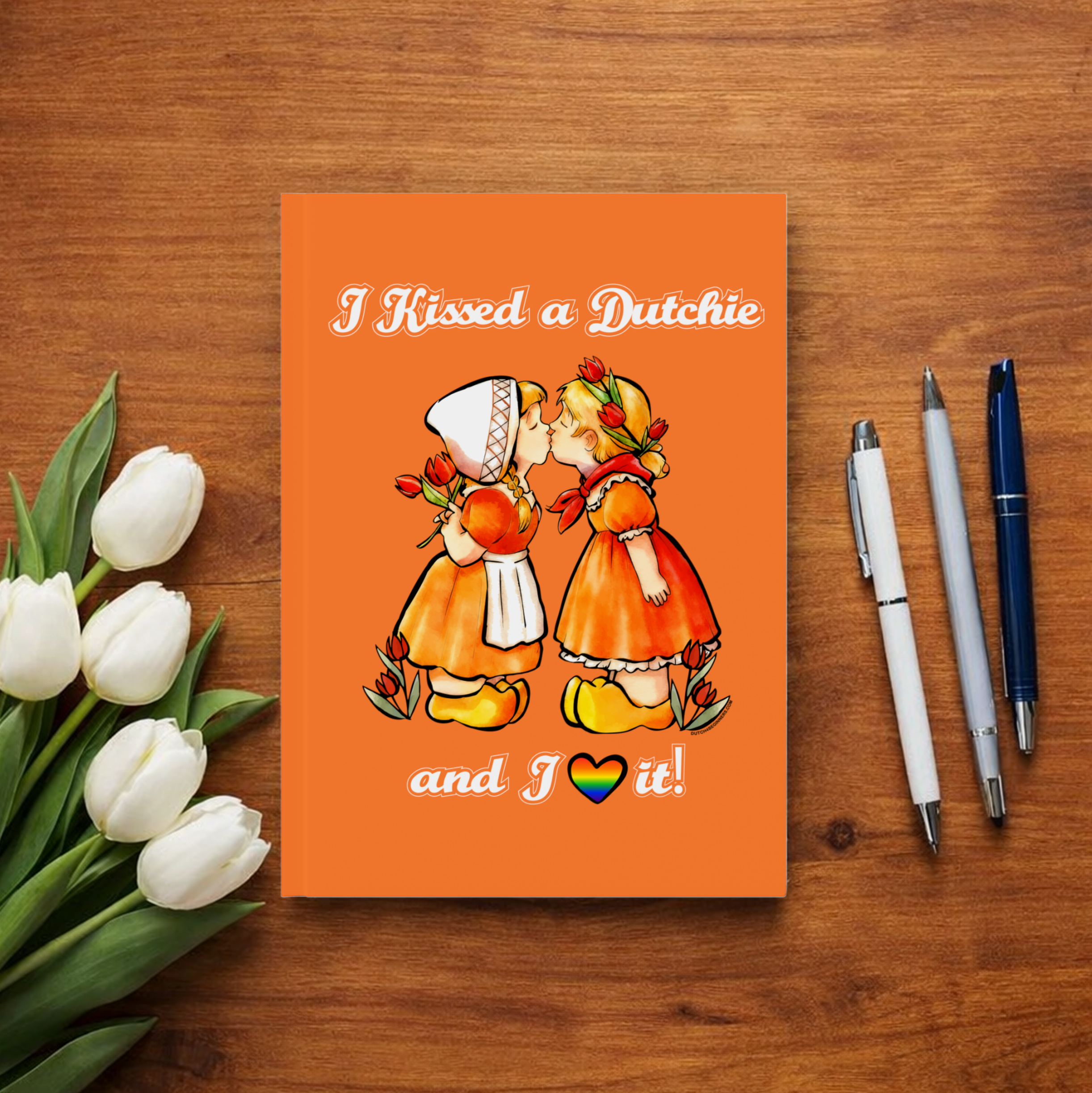 Dutch Hardback Notebook "I Kissed A Dutchie & I ♡ It" (Two Girls Kissing)