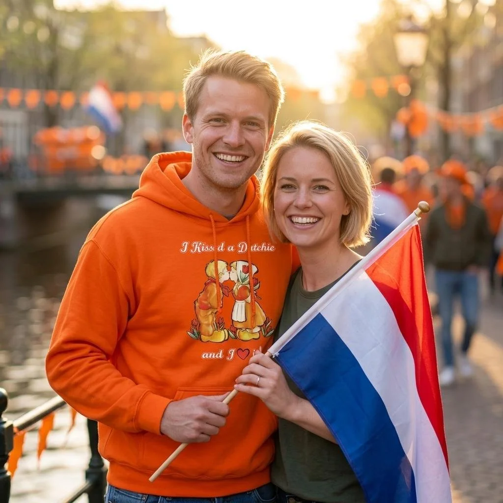 Dutch Hoodie "I Kissed A Dutchie & I ♡ It" (Boy & Girl Kissing)